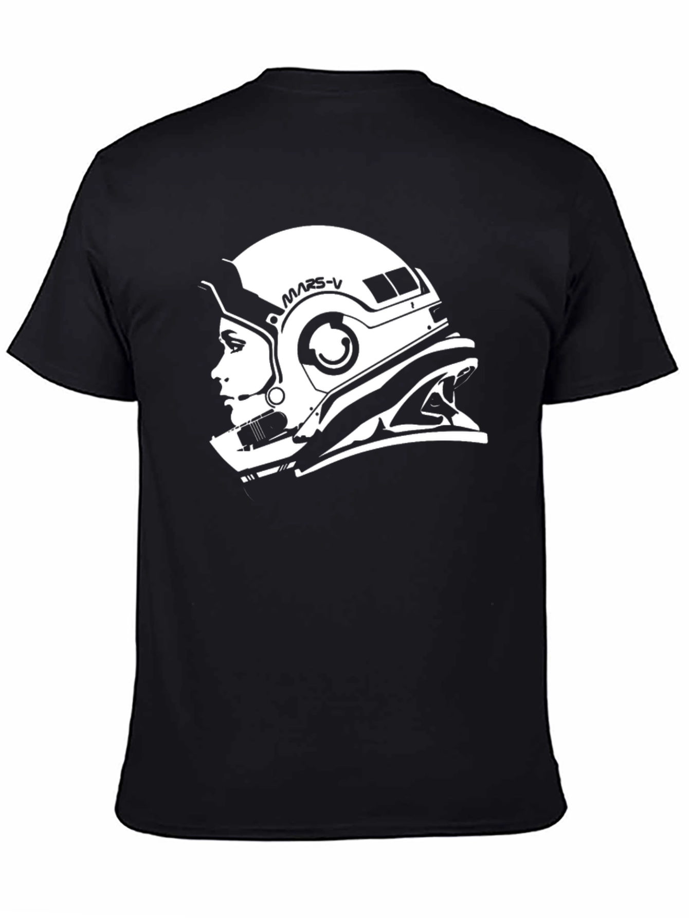 Mars-V Astronaut Helmet Graphic Black T-Shirt