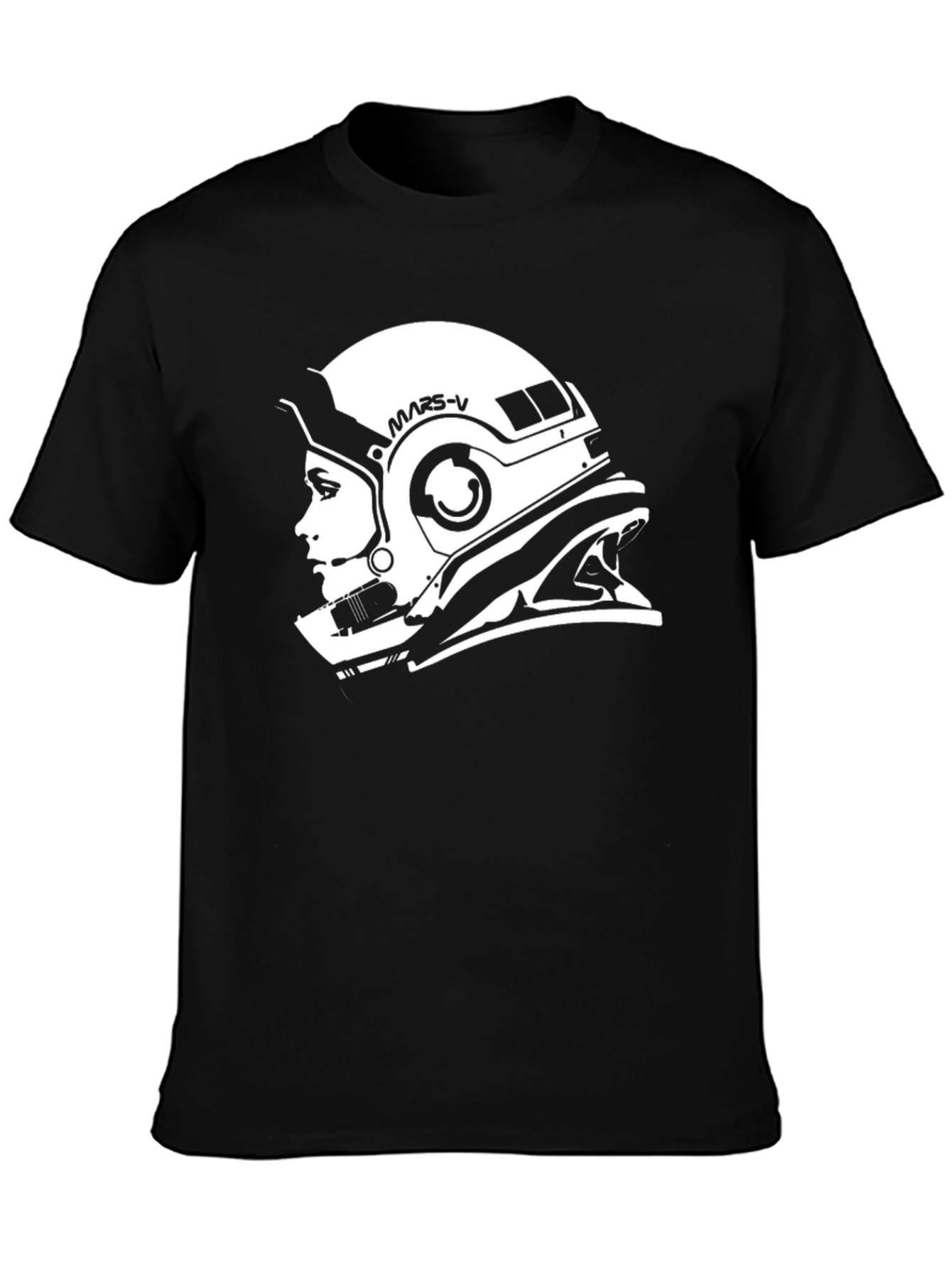Mars-V Astronaut Helmet Graphic Black T-Shirt
