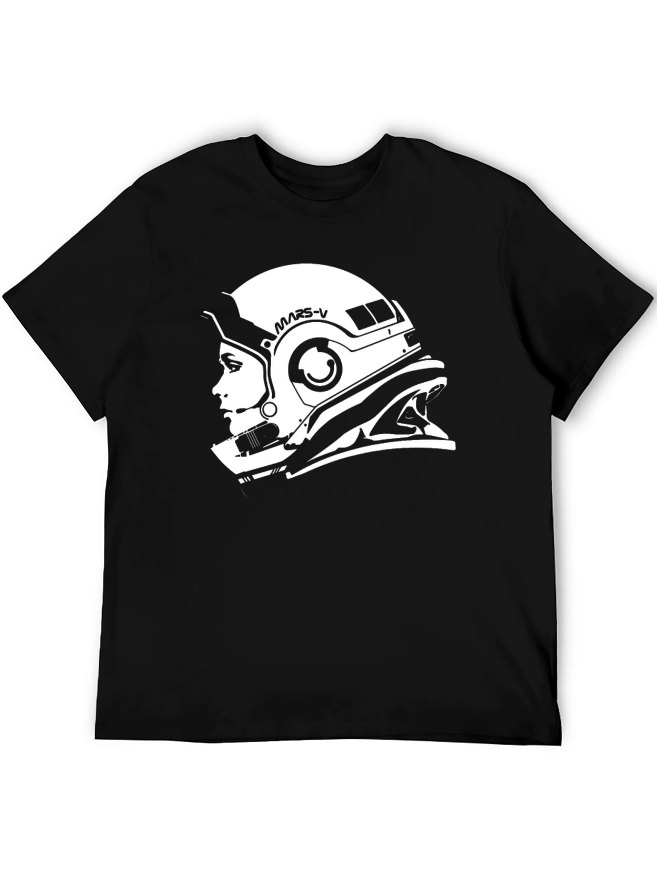 Mars-V Astronaut Helmet Graphic Black T-Shirt
