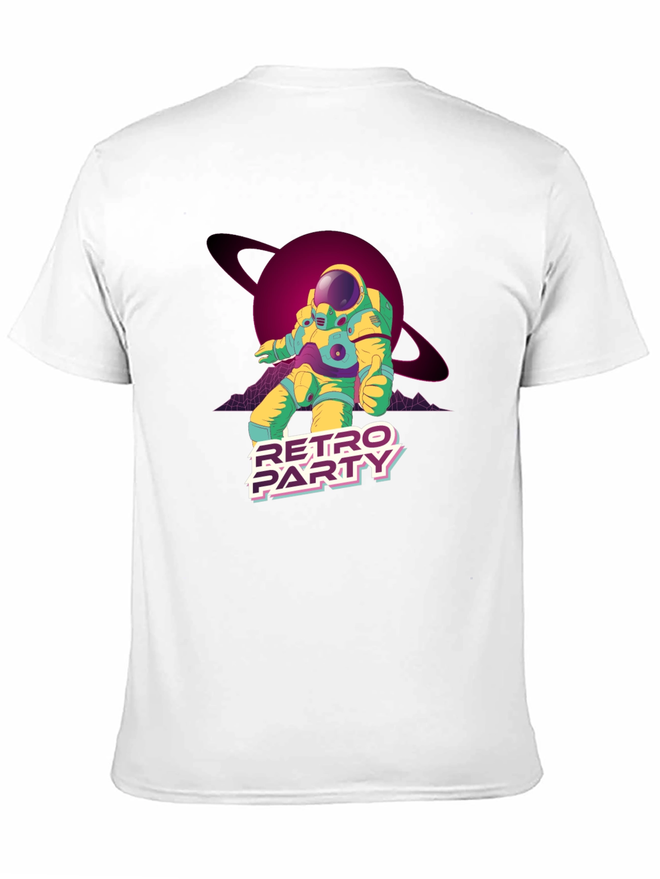 Retro Party Astronaut Graphic Tee - Classic Black Cotton