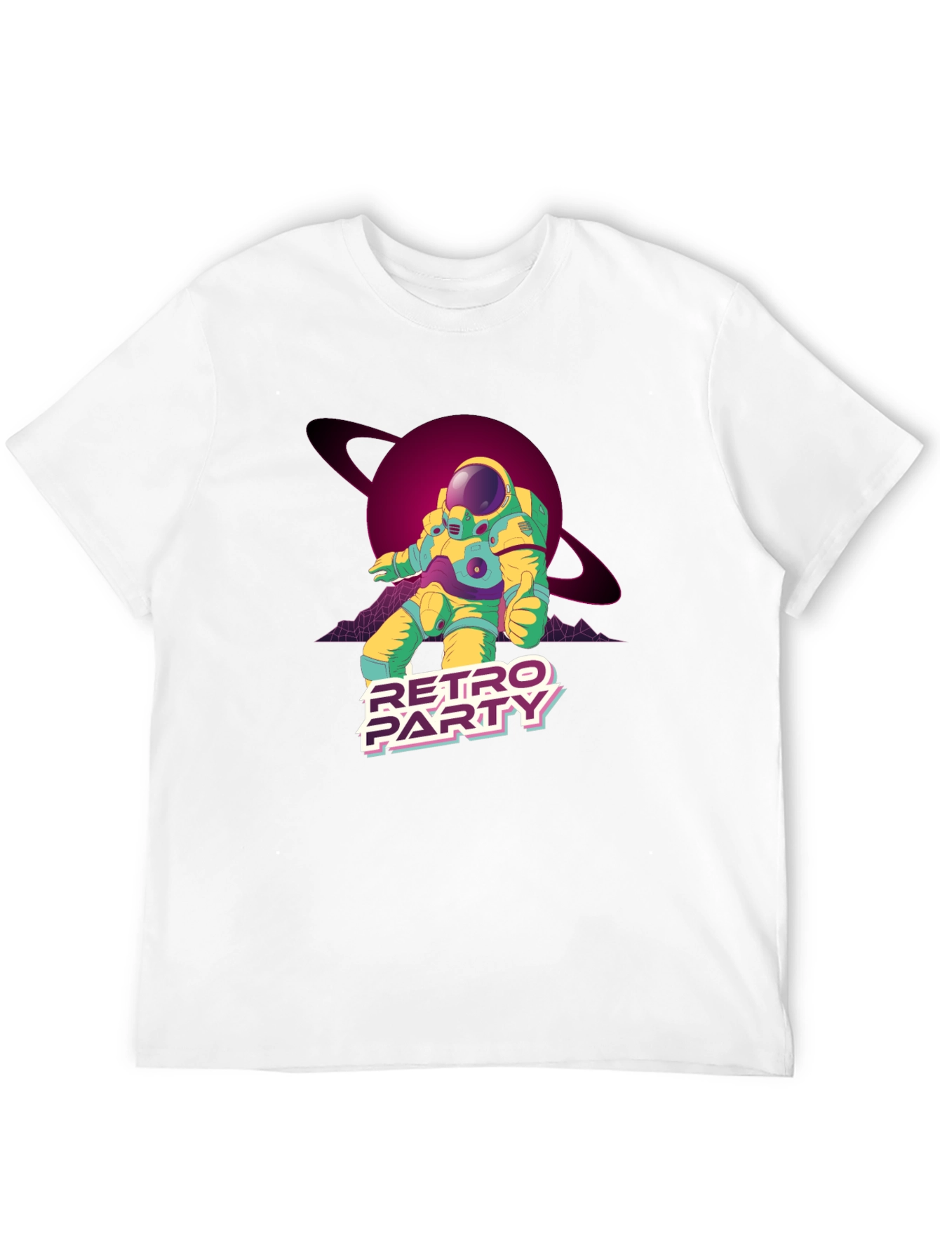 Retro Party Astronaut Graphic Tee - Classic Black Cotton