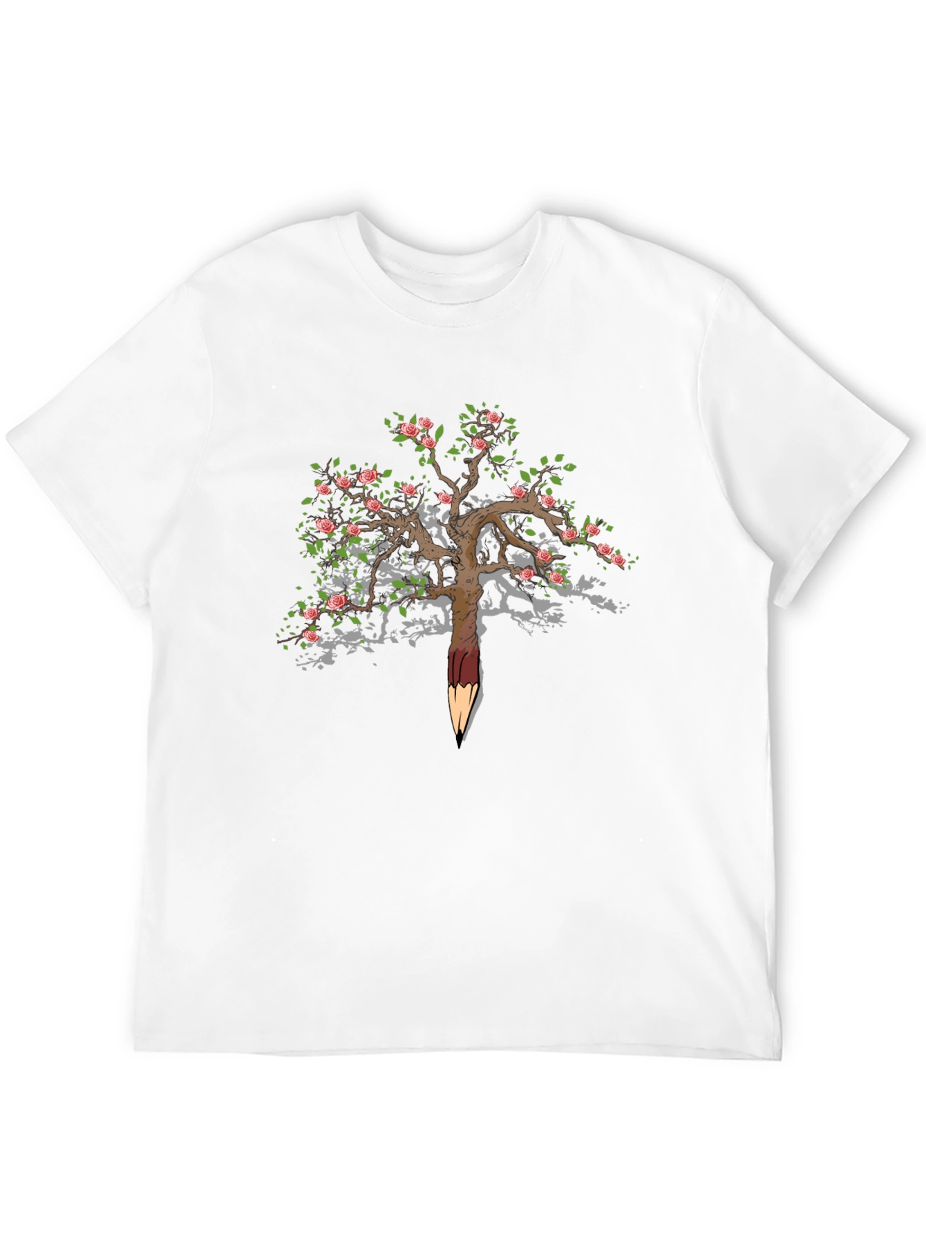 Rose Tree Pencil Art T-Shirt