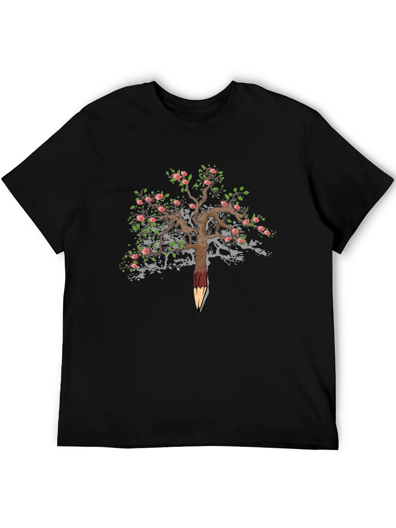 Rose Tree Pencil Art T-Shirt