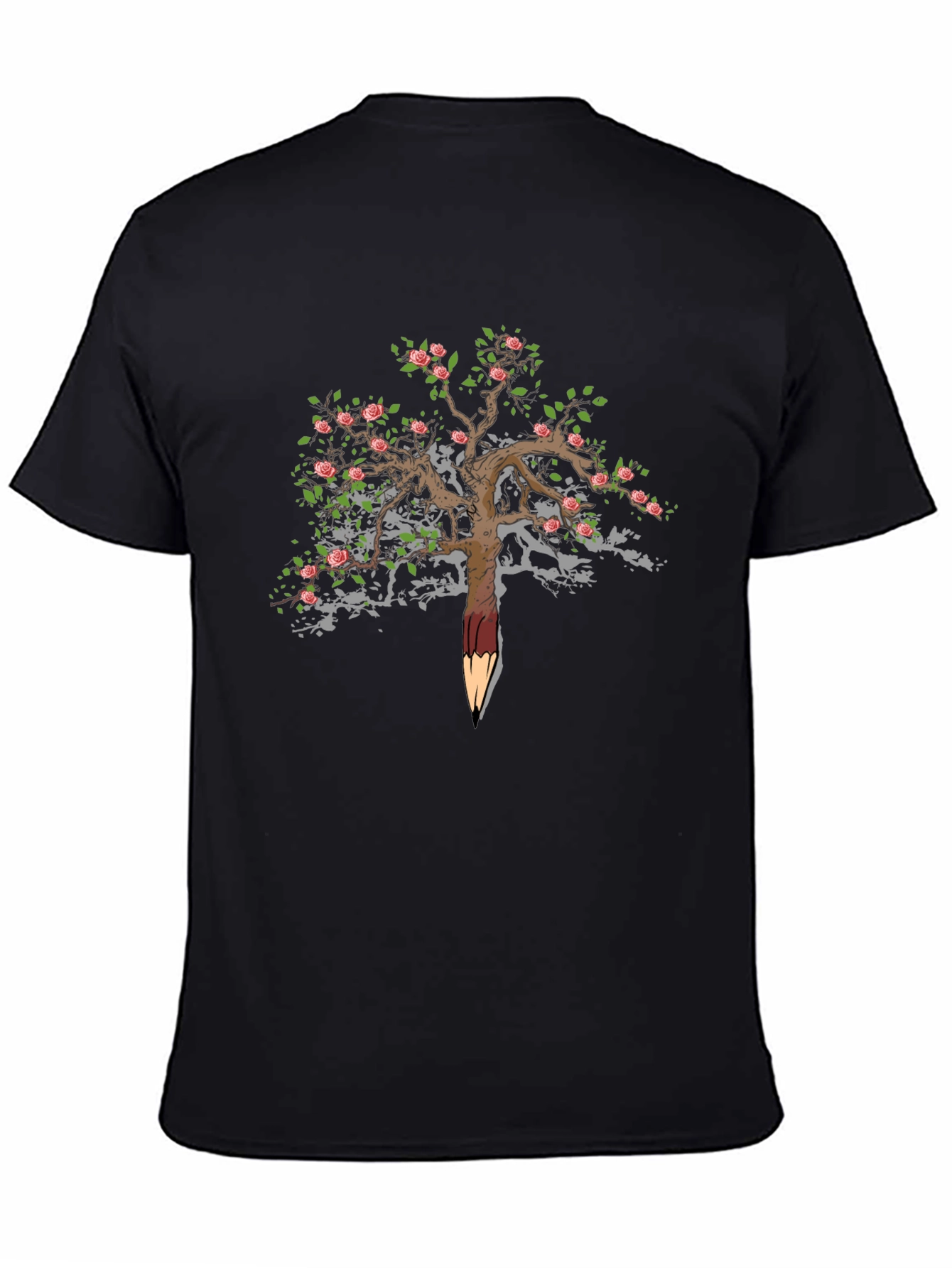 Rose Tree Pencil Art T-Shirt