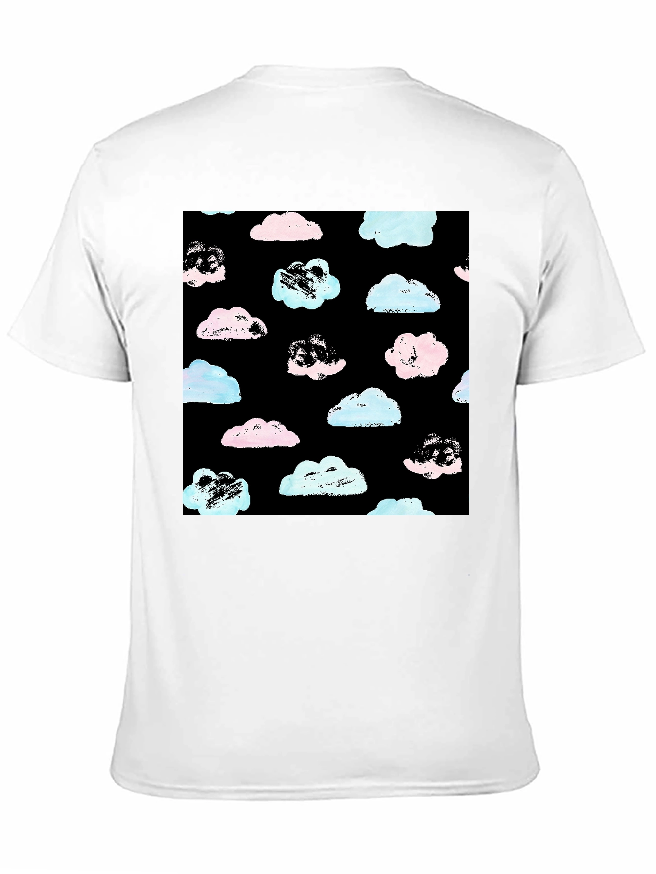 Cloud Print Black Crew Neck T-Shirt