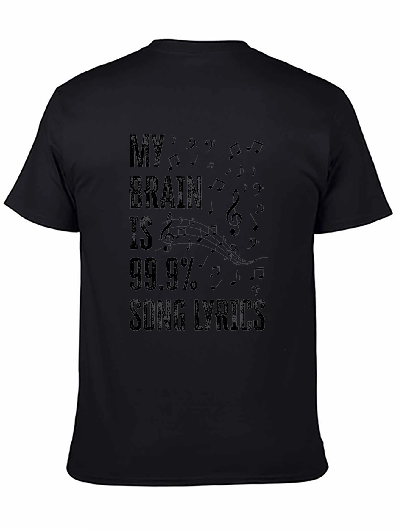 My Brain is 99.9% Song Lyrics Black T-Shirt