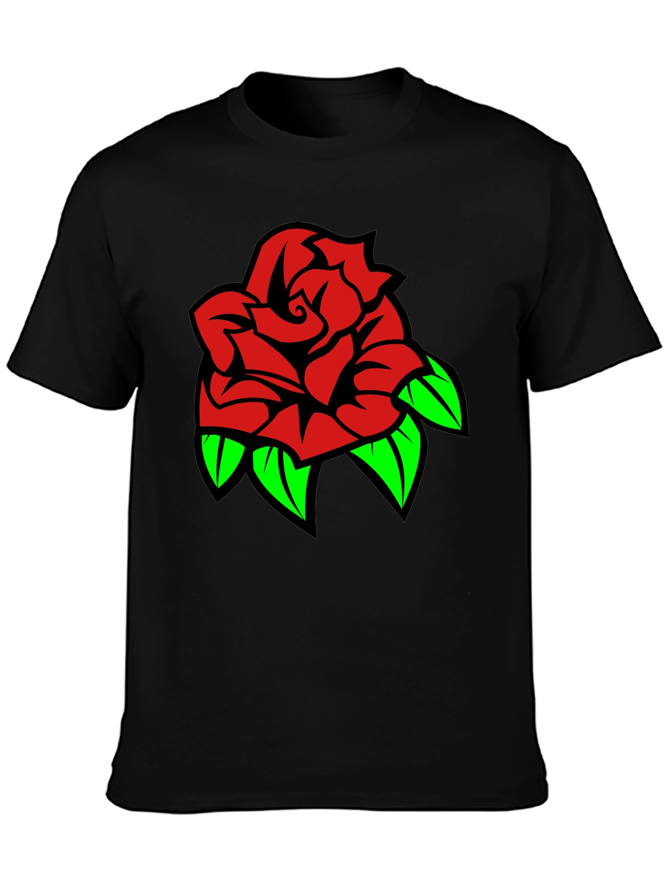 Rose Graphic Tee - Stylish Black T-Shirt
