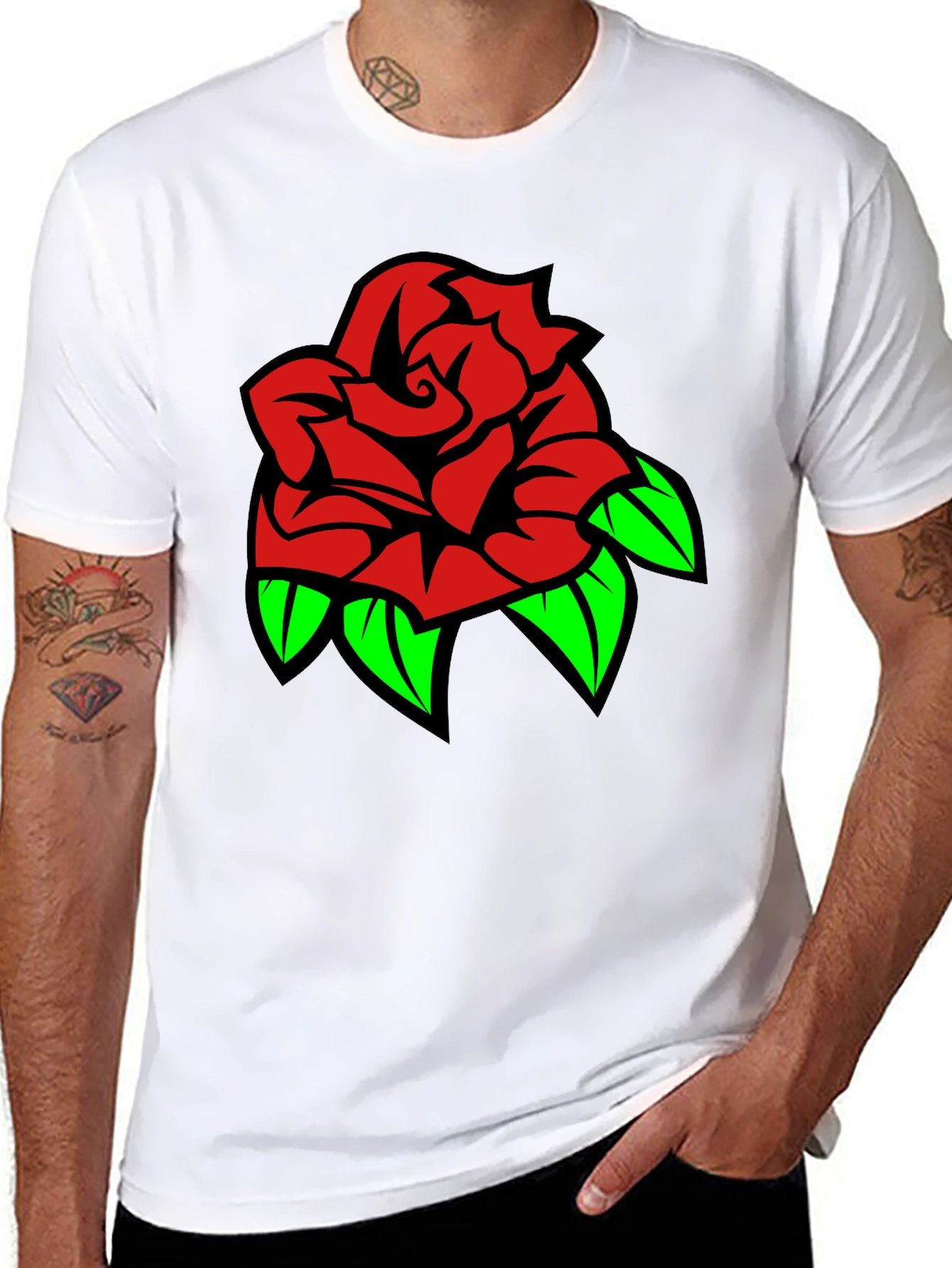 Rose Graphic Tee - Stylish Black T-Shirt