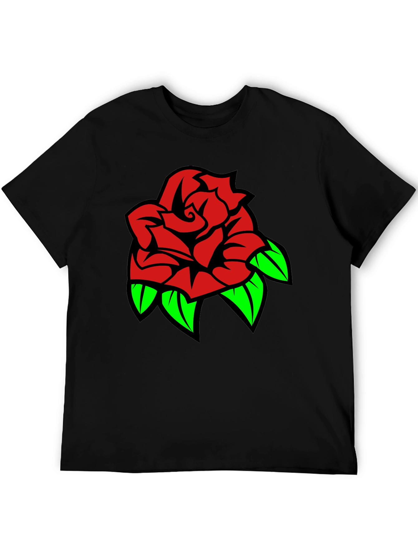 Rose Graphic Tee - Stylish Black T-Shirt