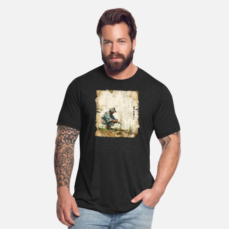 Rice Field Farming Papyrus Scroll Japanese Art