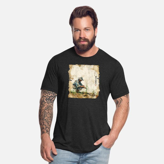 Rice Field Farming Papyrus Scroll Japanese Art