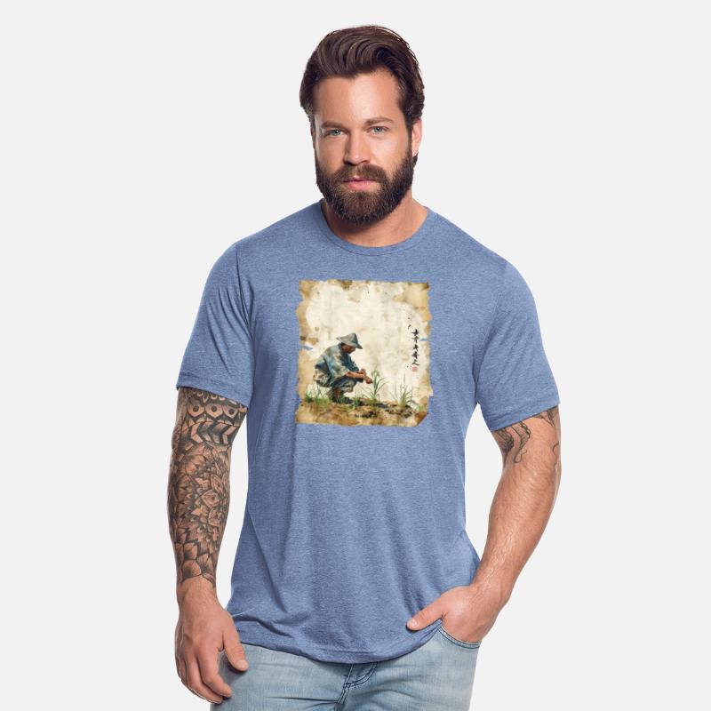 Rice Field Farming Papyrus Scroll Japanese Art