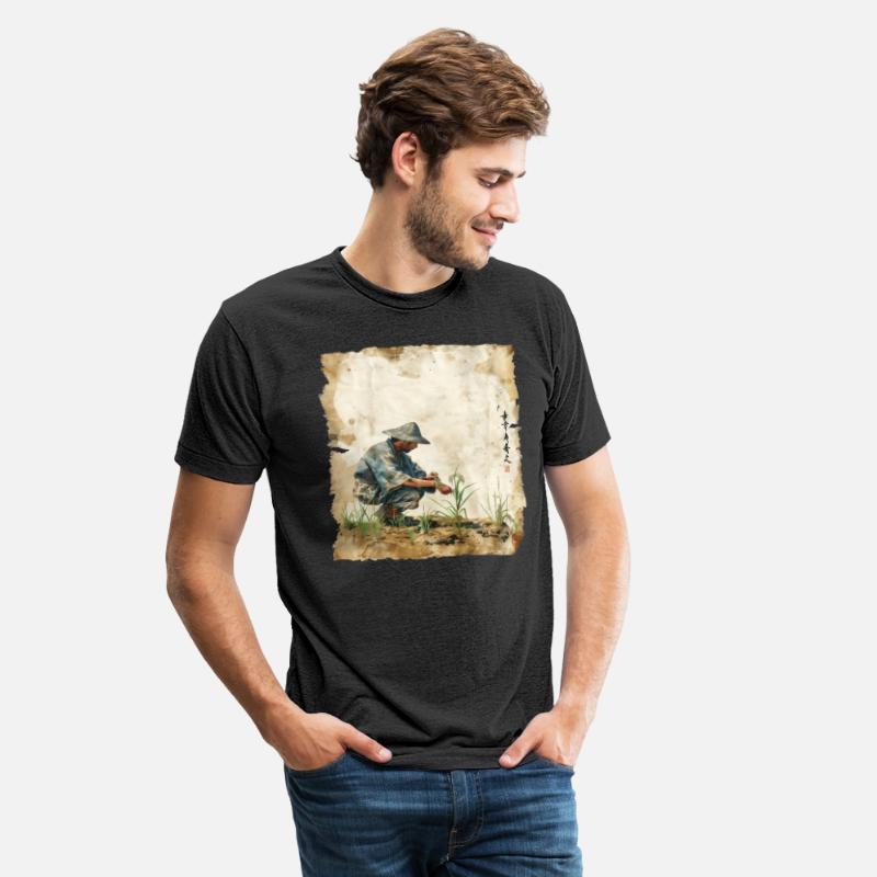 Rice Field Farming Papyrus Scroll Japanese Art