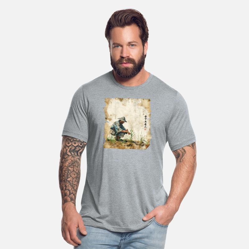 Rice Field Farming Papyrus Scroll Japanese Art