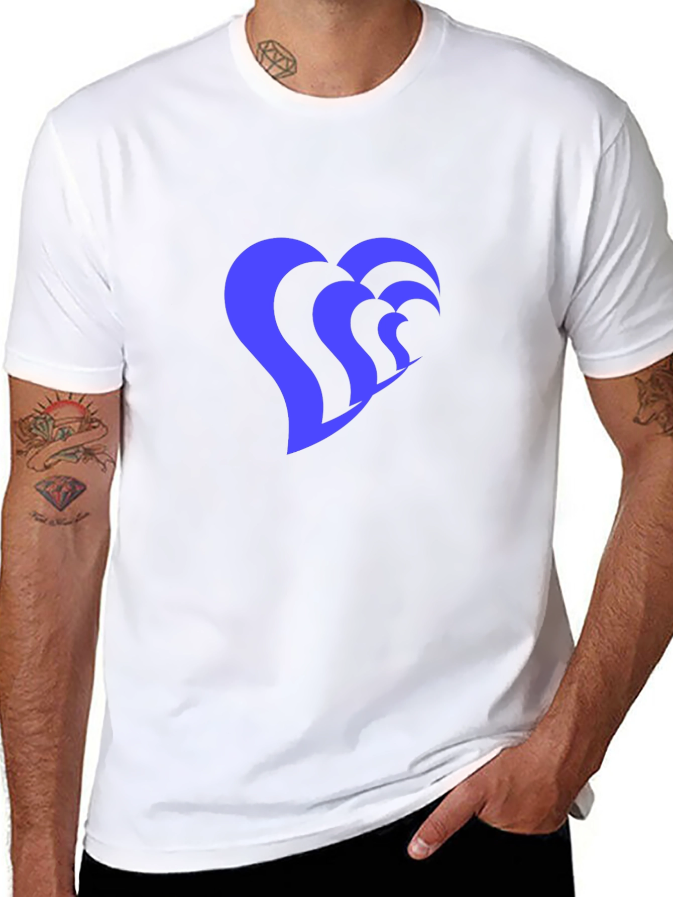 Heart Wave Graphic Tee - Stylish Black T-Shirt
