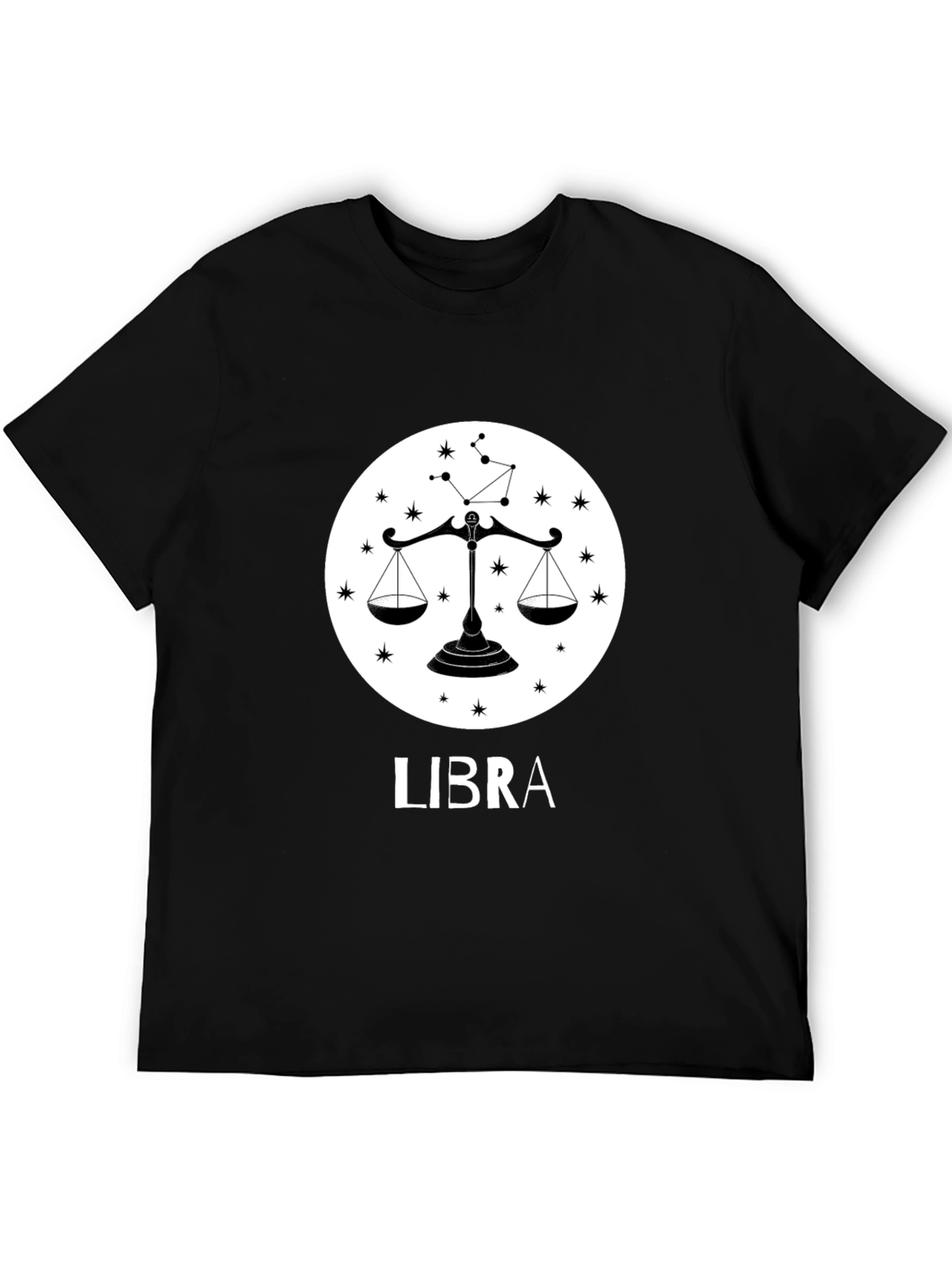 Libra Zodiac Sign Black T-Shirt