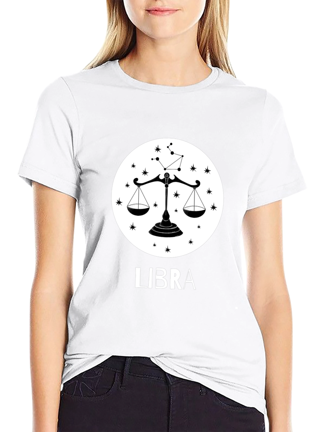Libra Zodiac Sign Black T-Shirt
