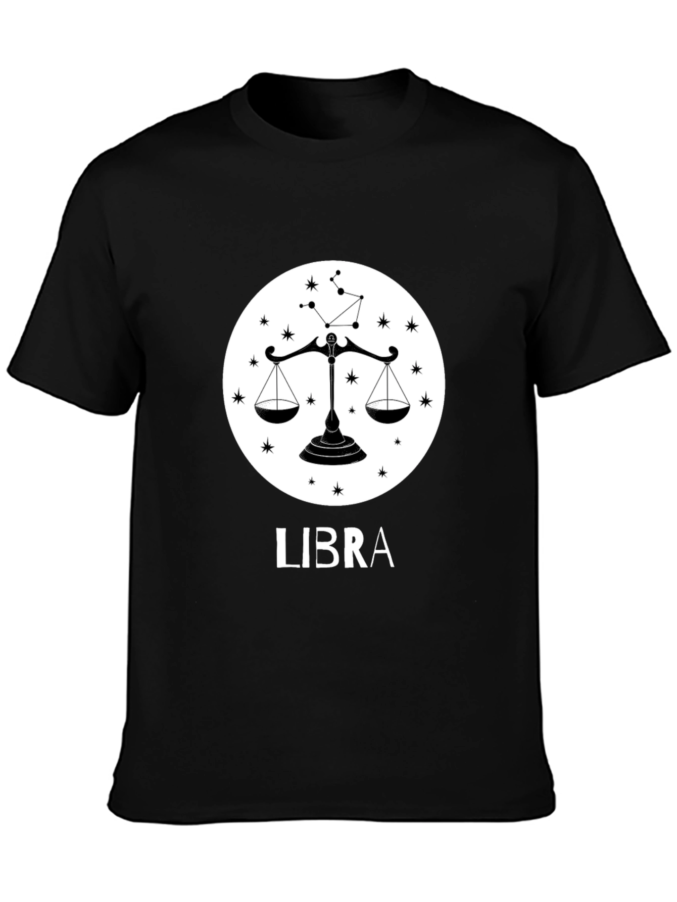 Libra Zodiac Sign Black T-Shirt