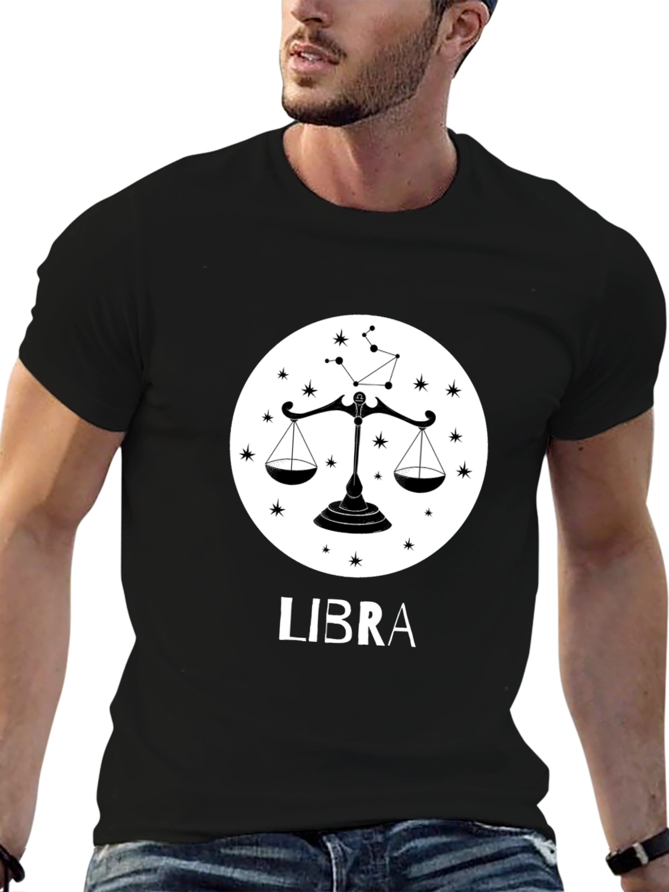 Libra Zodiac Sign Black T-Shirt