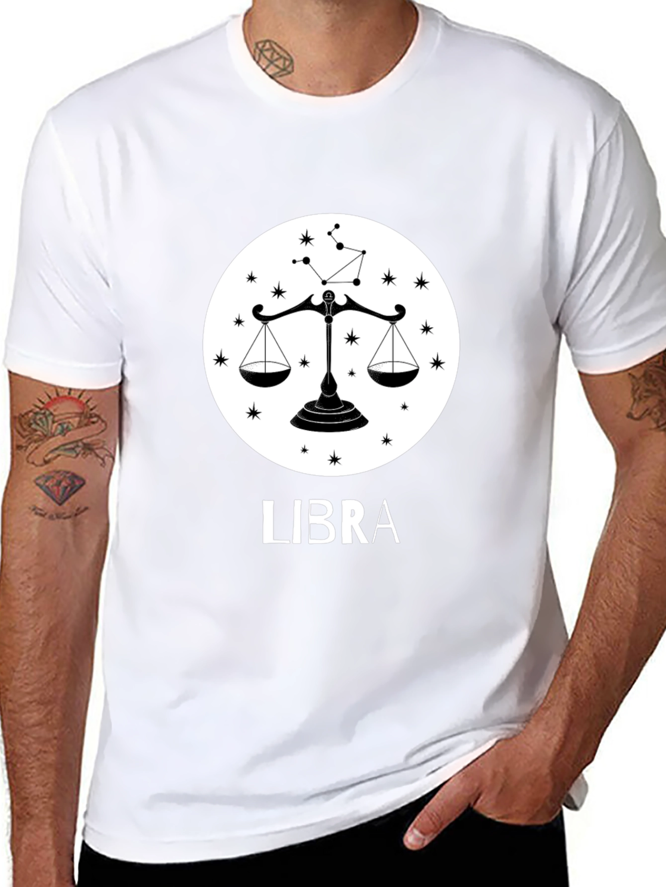 Libra Zodiac Sign Black T-Shirt