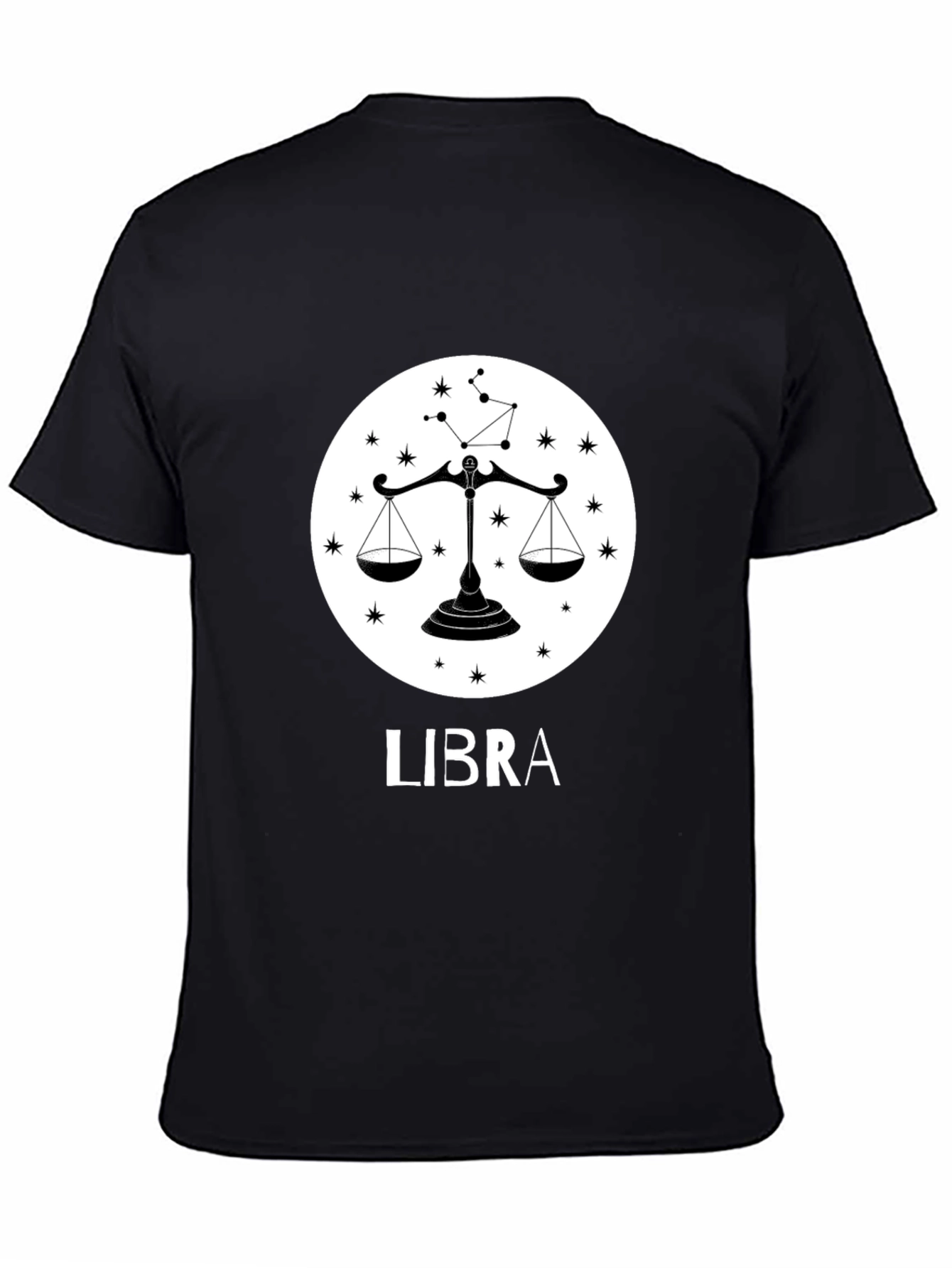 Libra Zodiac Sign Black T-Shirt