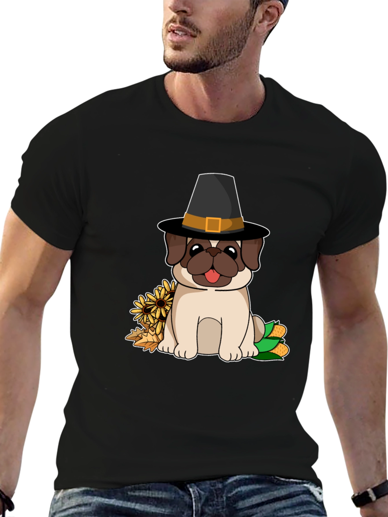 Pug Thanksgiving T-Shirt - Pilgrim Dog