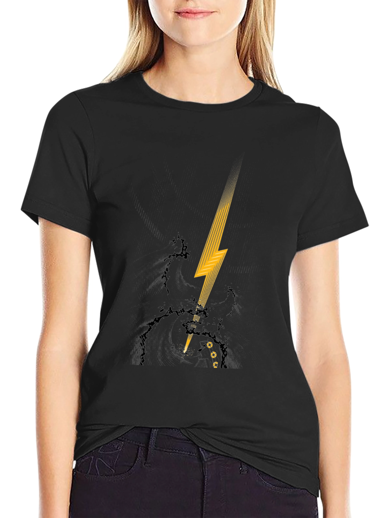 Lightning Bolt Graphic Black T-Shirt