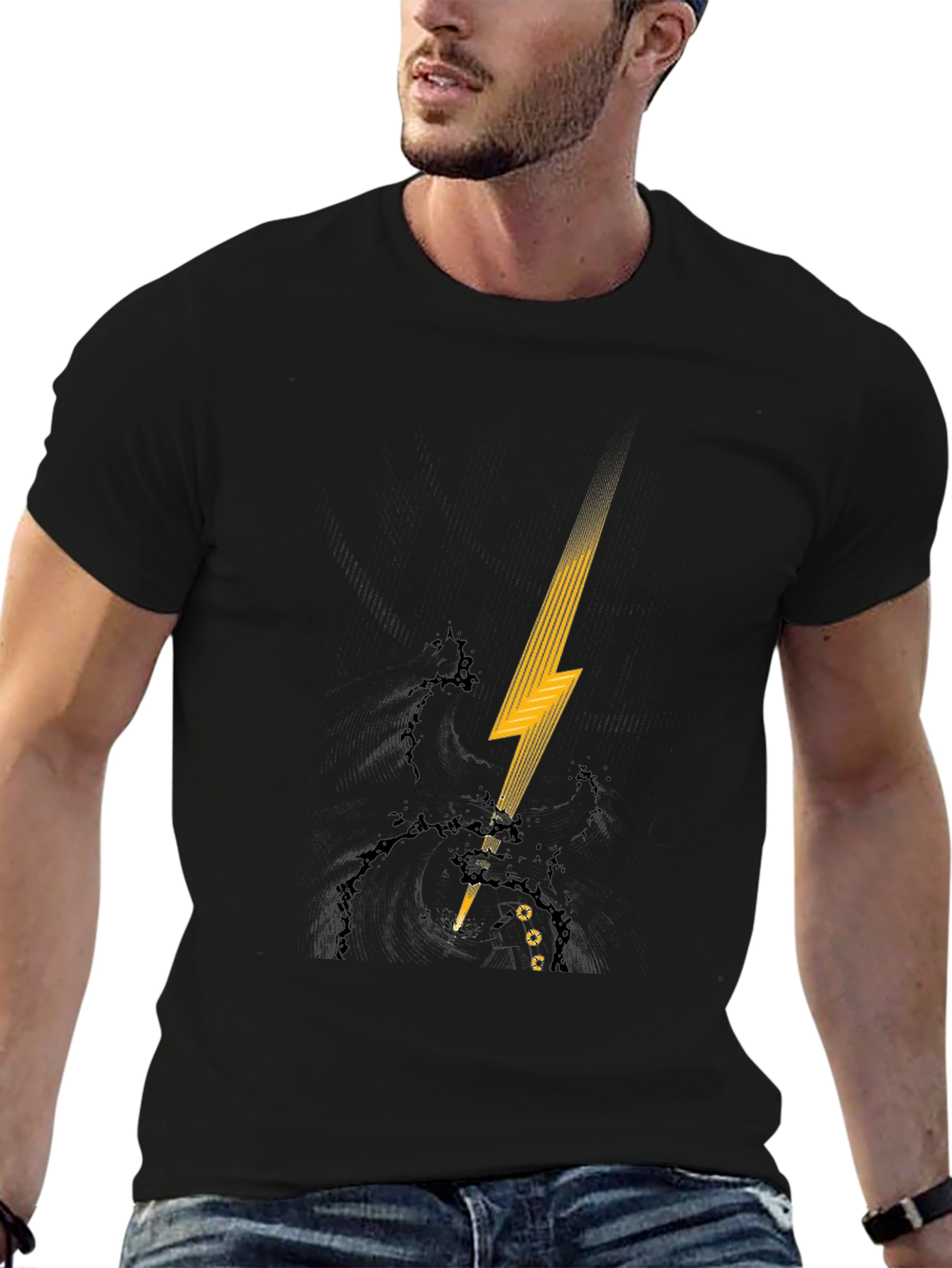 Lightning Bolt Graphic Black T-Shirt