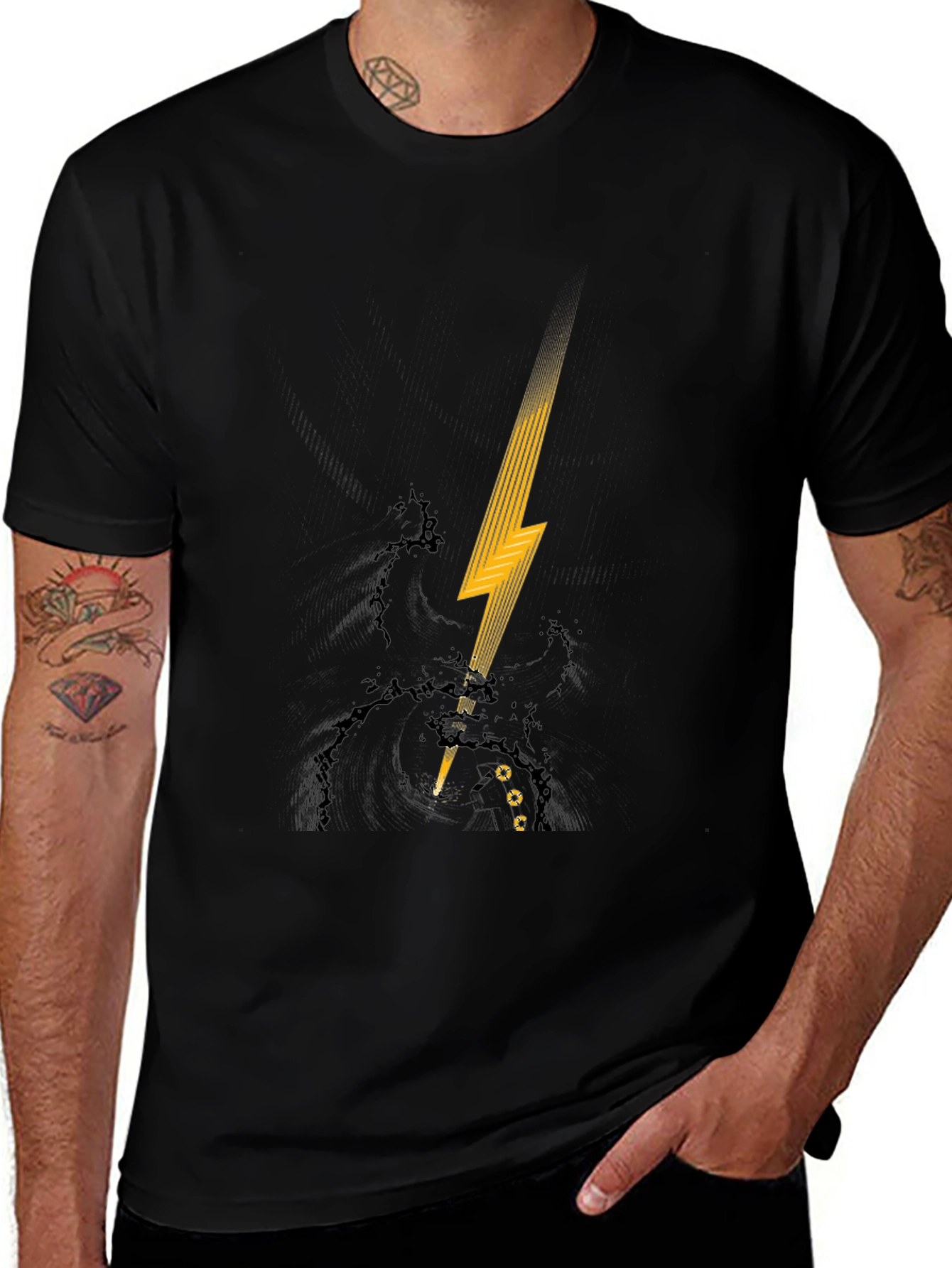 Lightning Bolt Graphic Black T-Shirt