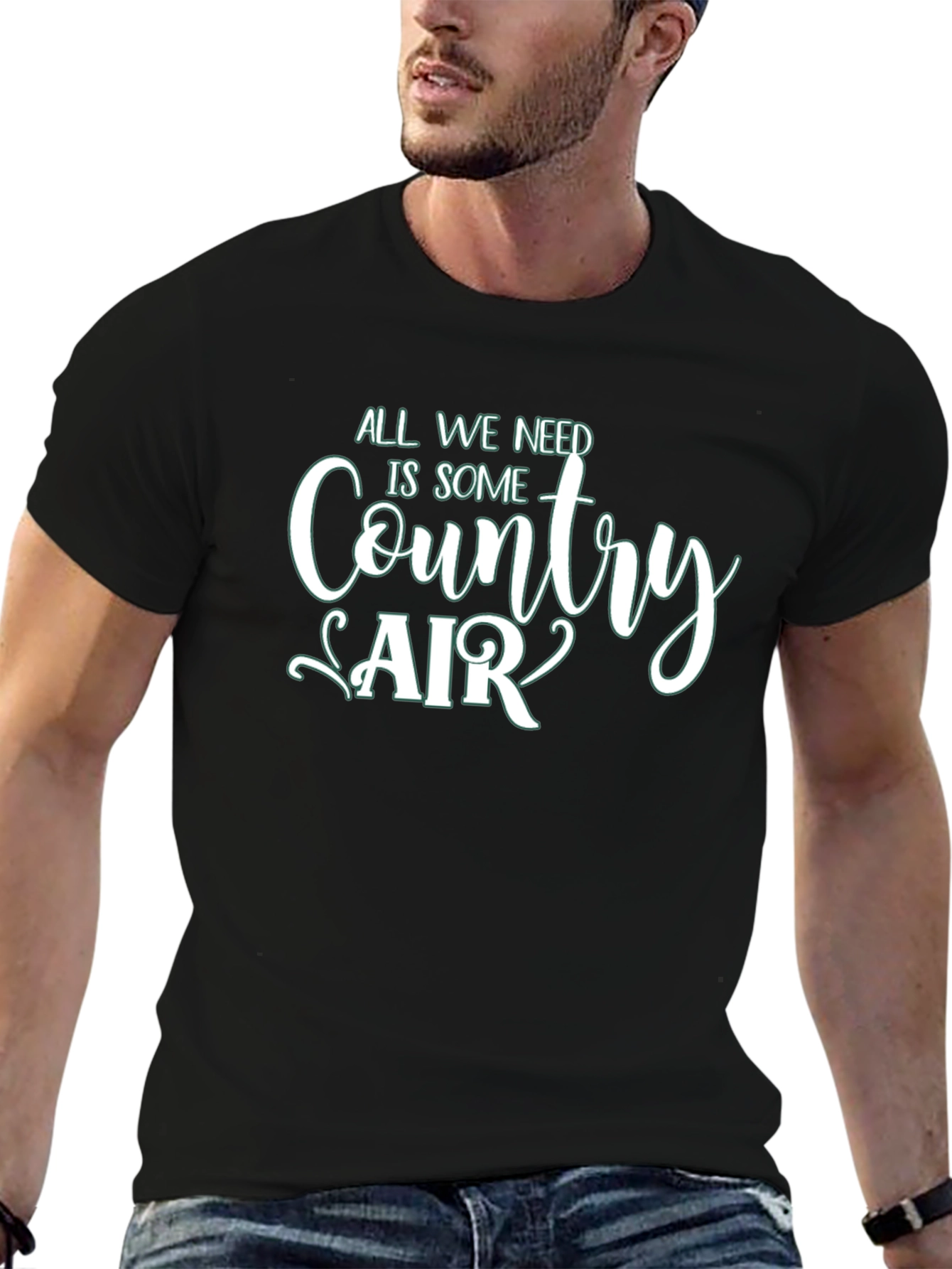 Country Air Graphic Tee - Relaxed Fit Black T-Shirt