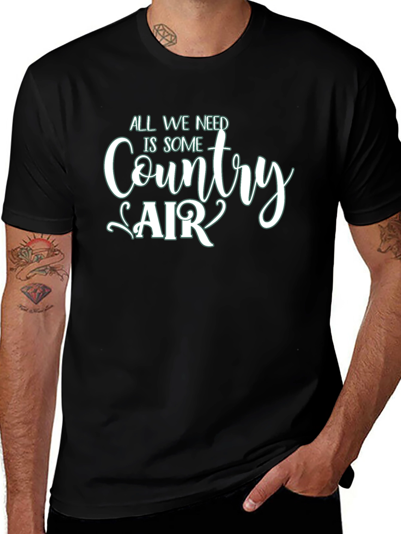 Country Air Graphic Tee - Relaxed Fit Black T-Shirt