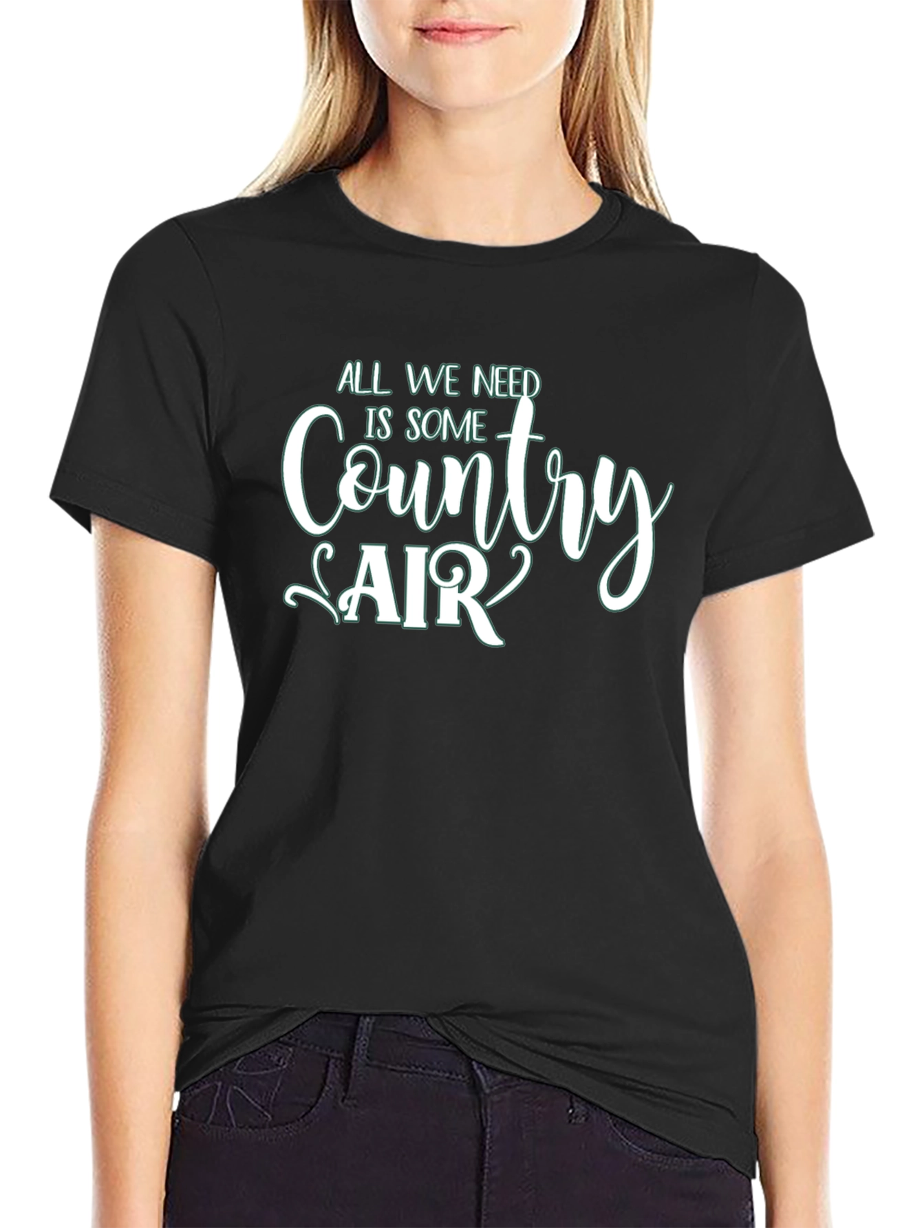 Country Air Graphic Tee - Relaxed Fit Black T-Shirt