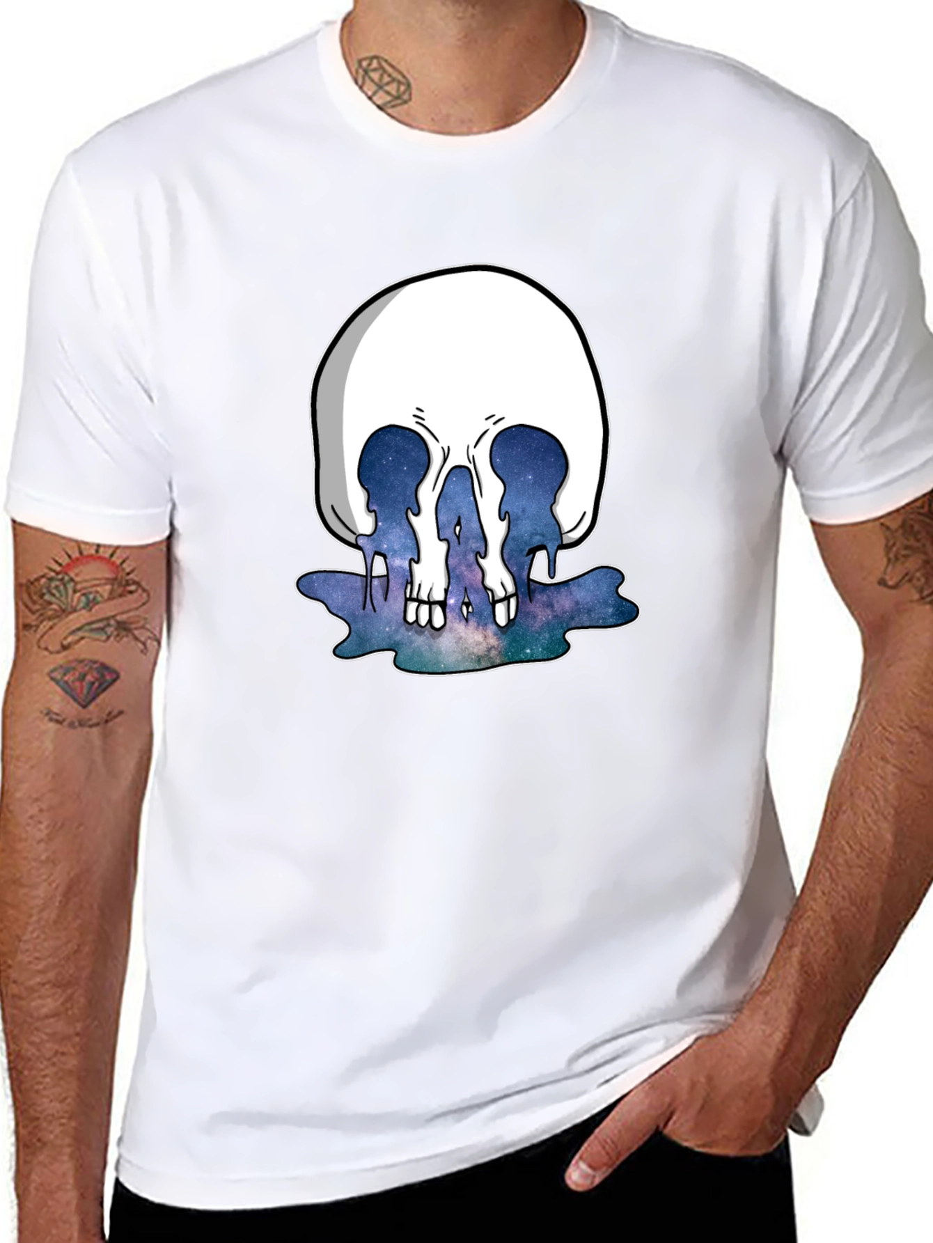 Melting Galaxy Skull T-Shirt - Unique Graphic Tee