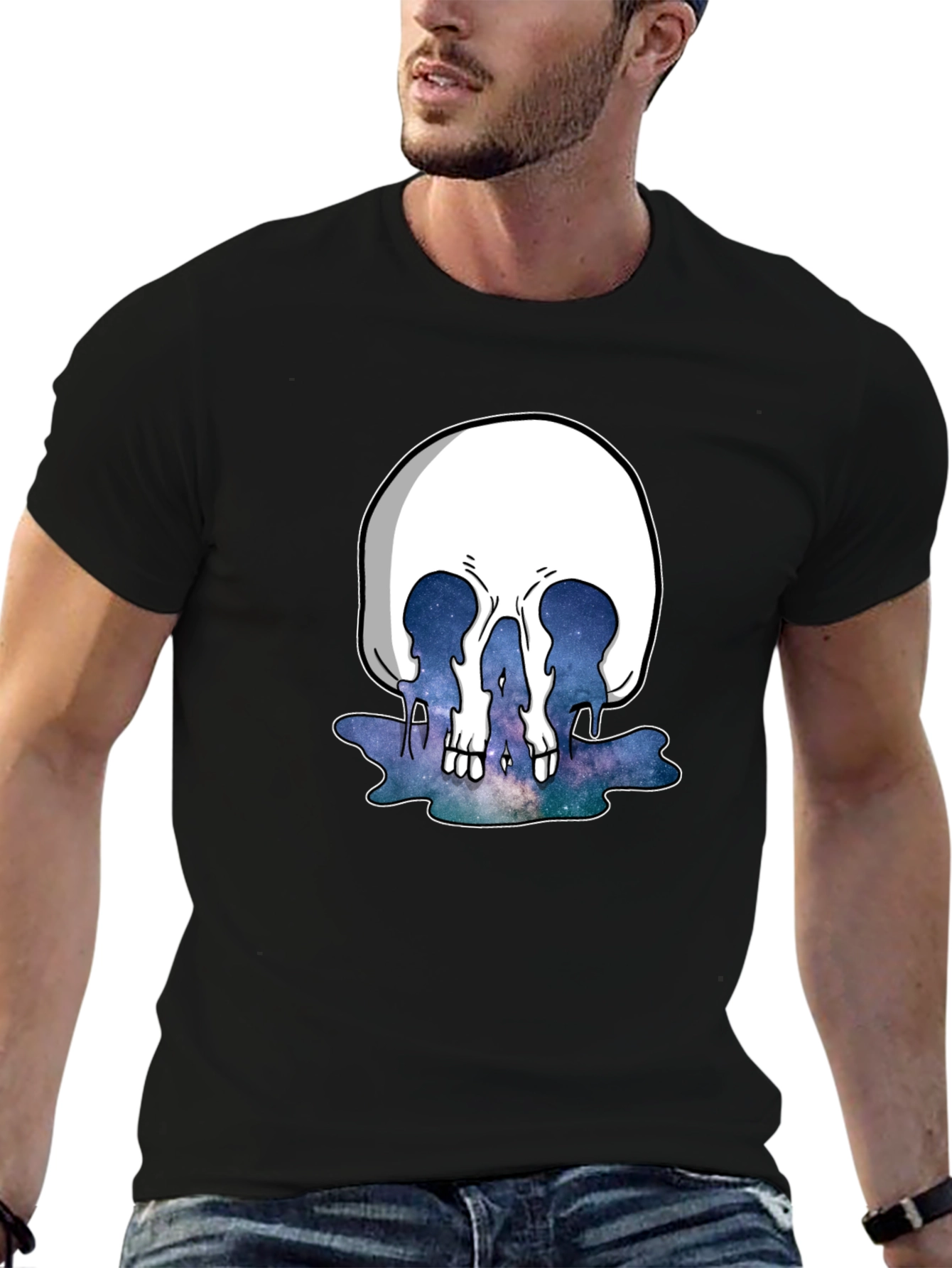 Melting Galaxy Skull T-Shirt - Unique Graphic Tee