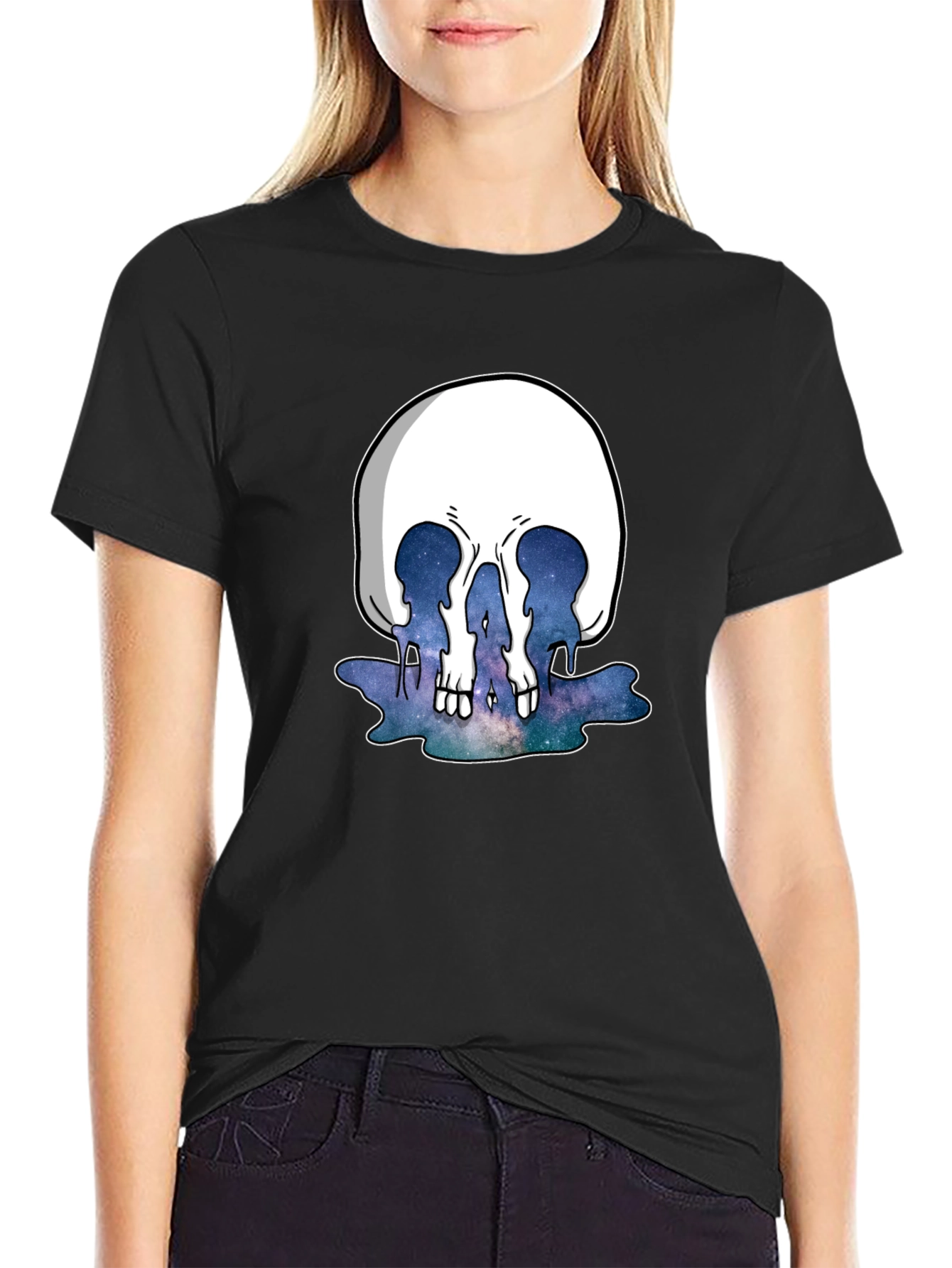 Melting Galaxy Skull T-Shirt - Unique Graphic Tee