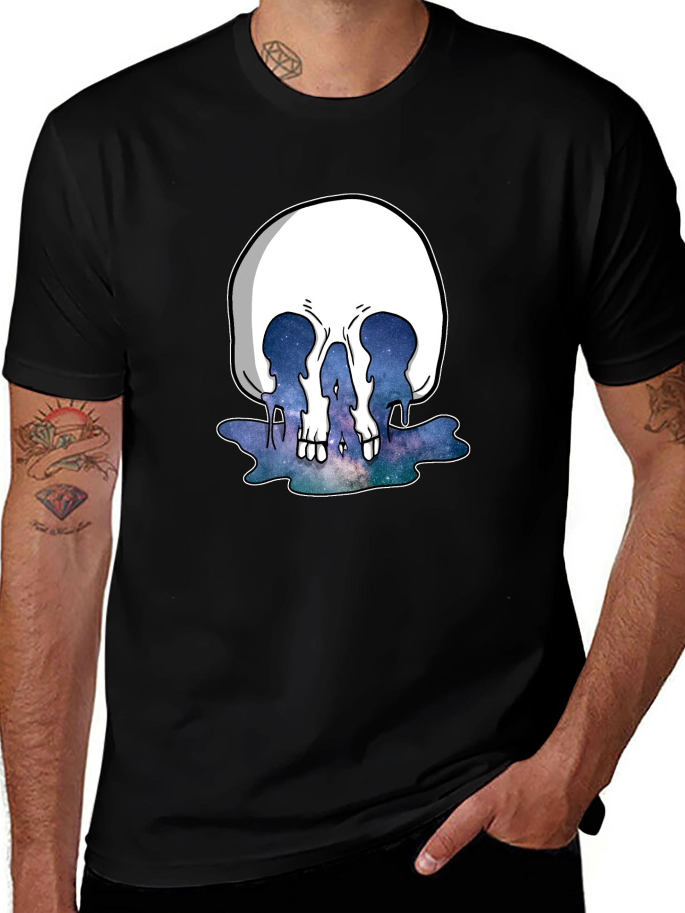 Melting Galaxy Skull T-Shirt - Unique Graphic Tee