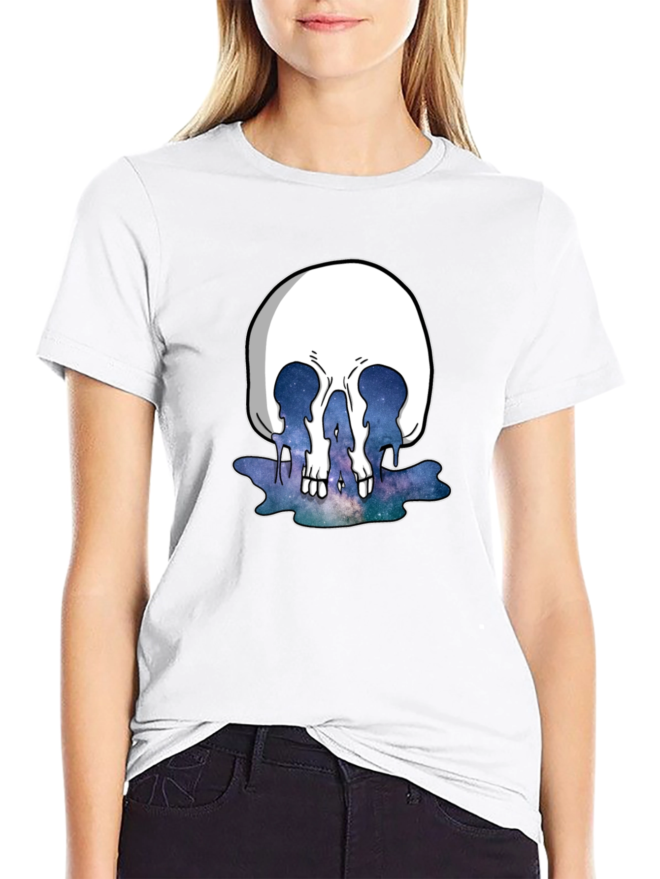 Melting Galaxy Skull T-Shirt - Unique Graphic Tee
