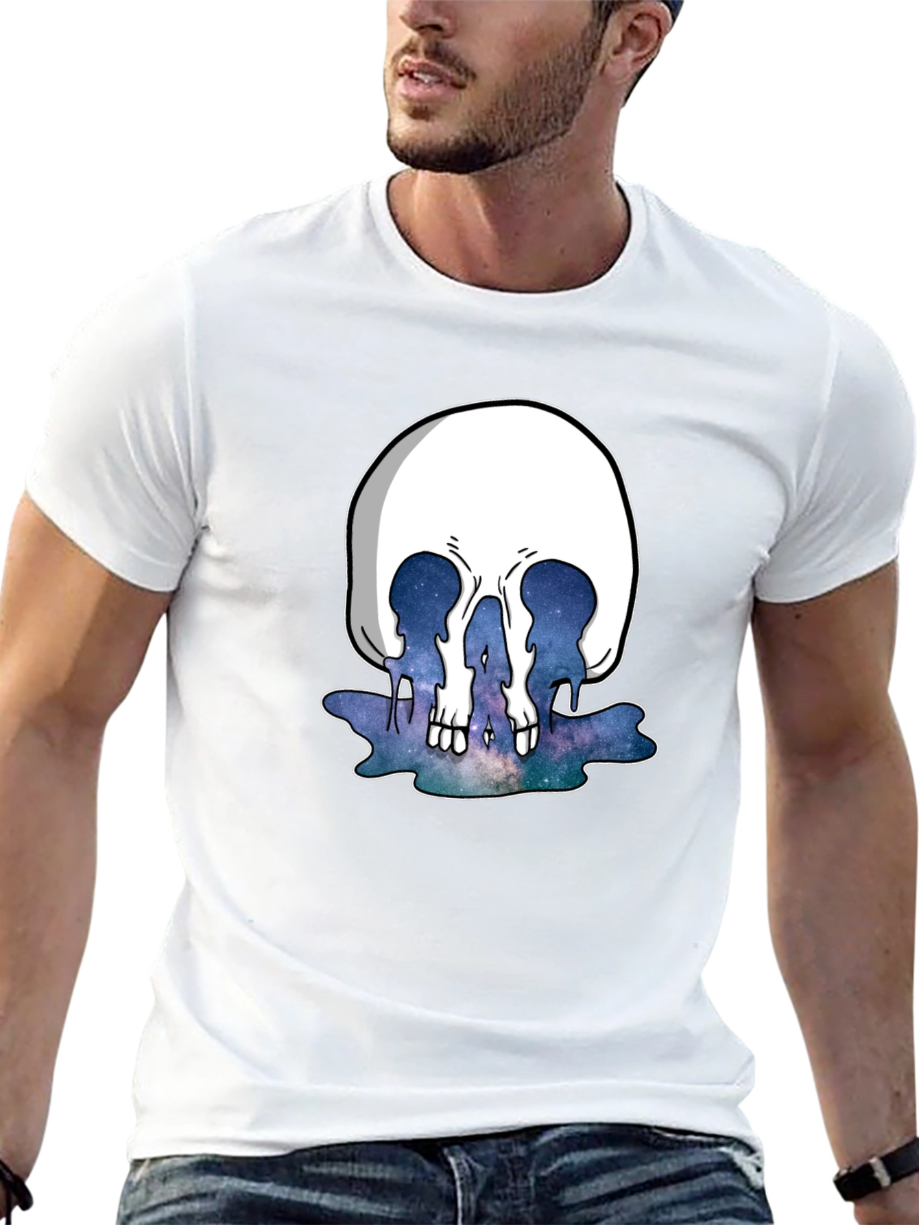 Melting Galaxy Skull T-Shirt - Unique Graphic Tee
