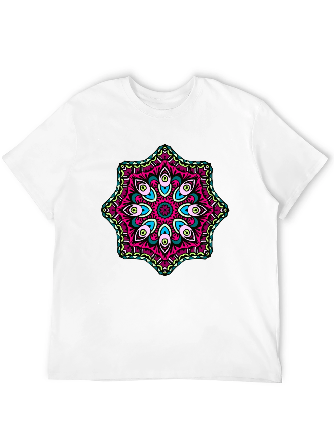 Mens Black T-Shirt with Mandala Design