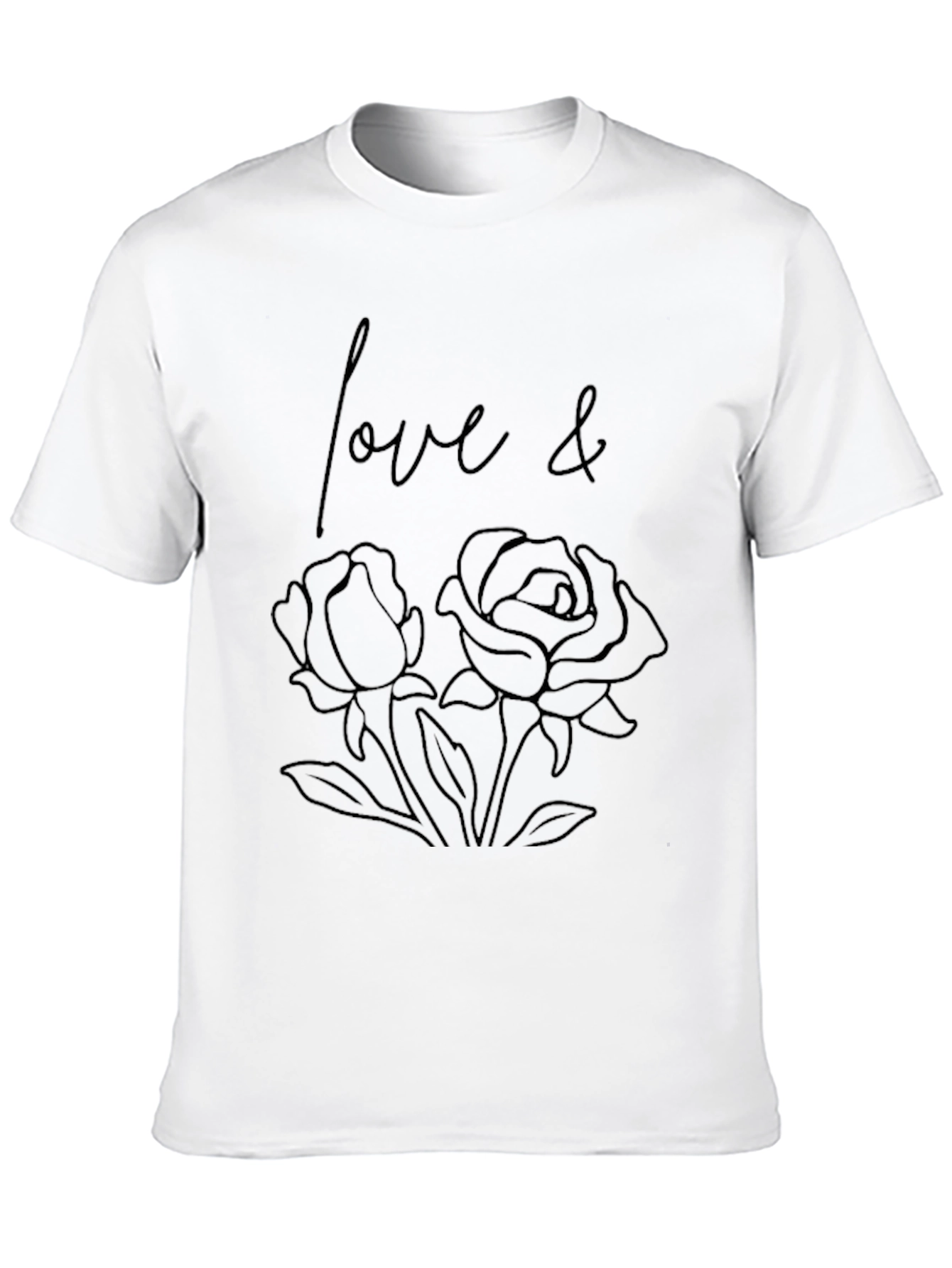 Love & Roses Graphic Tee - Stylish Black T-Shirt