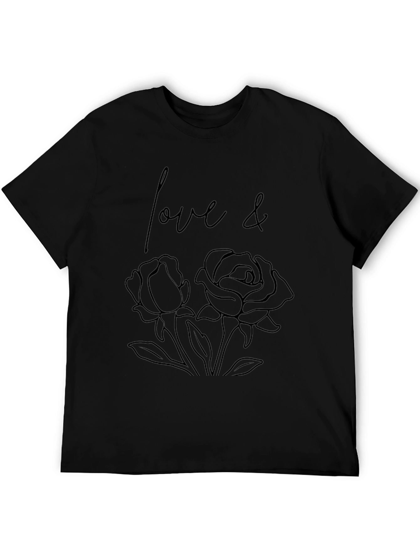 Love & Roses Graphic Tee - Stylish Black T-Shirt