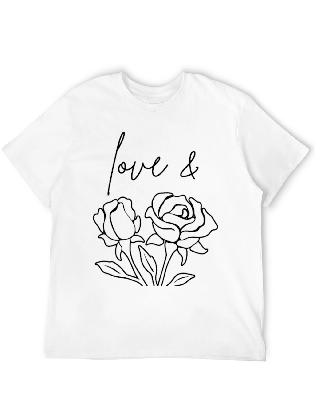 Love & Roses Graphic Tee - Stylish Black T-Shirt
