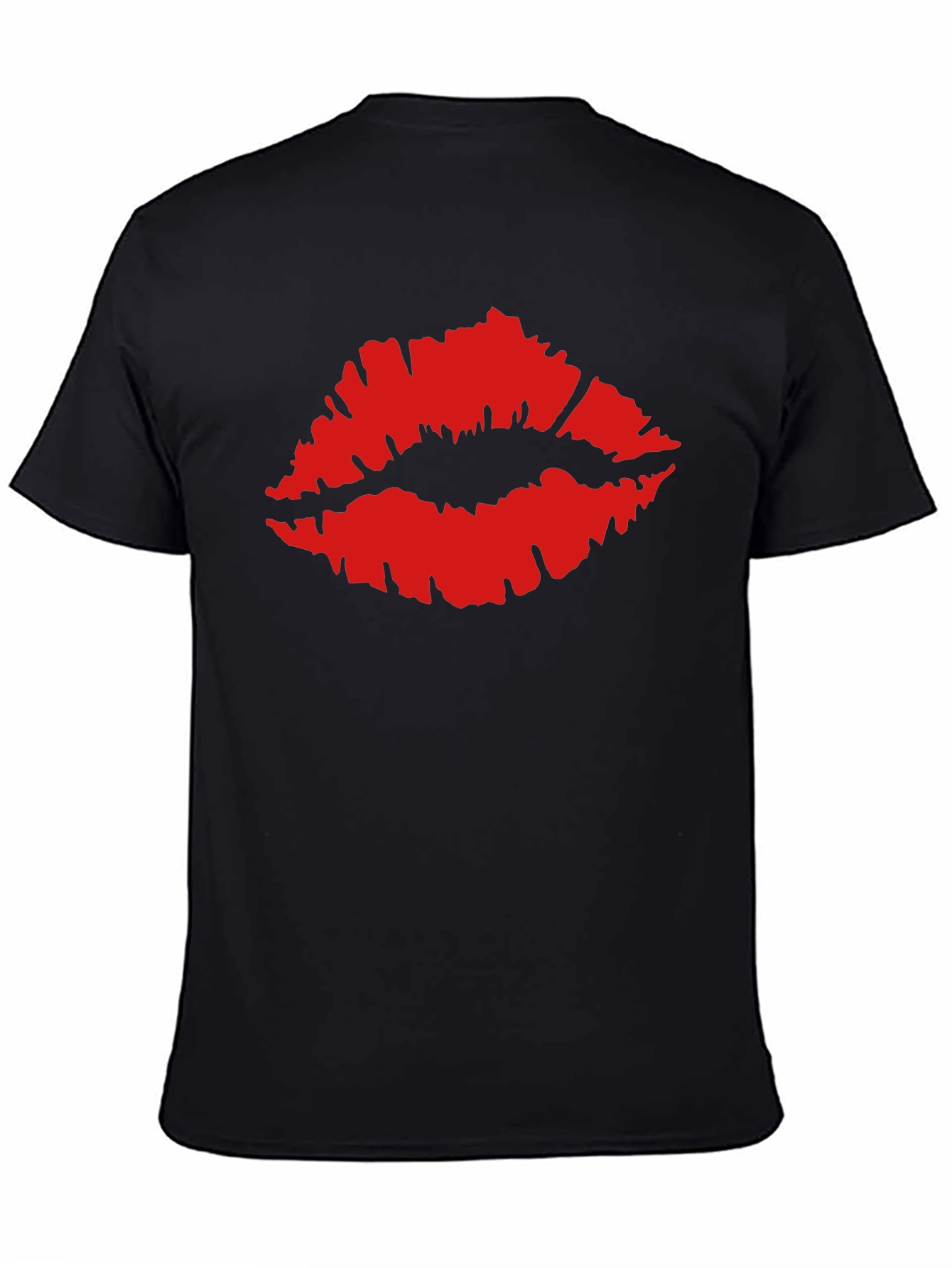 Kiss Lips Graphic Tee - Black Cotton T-Shirt