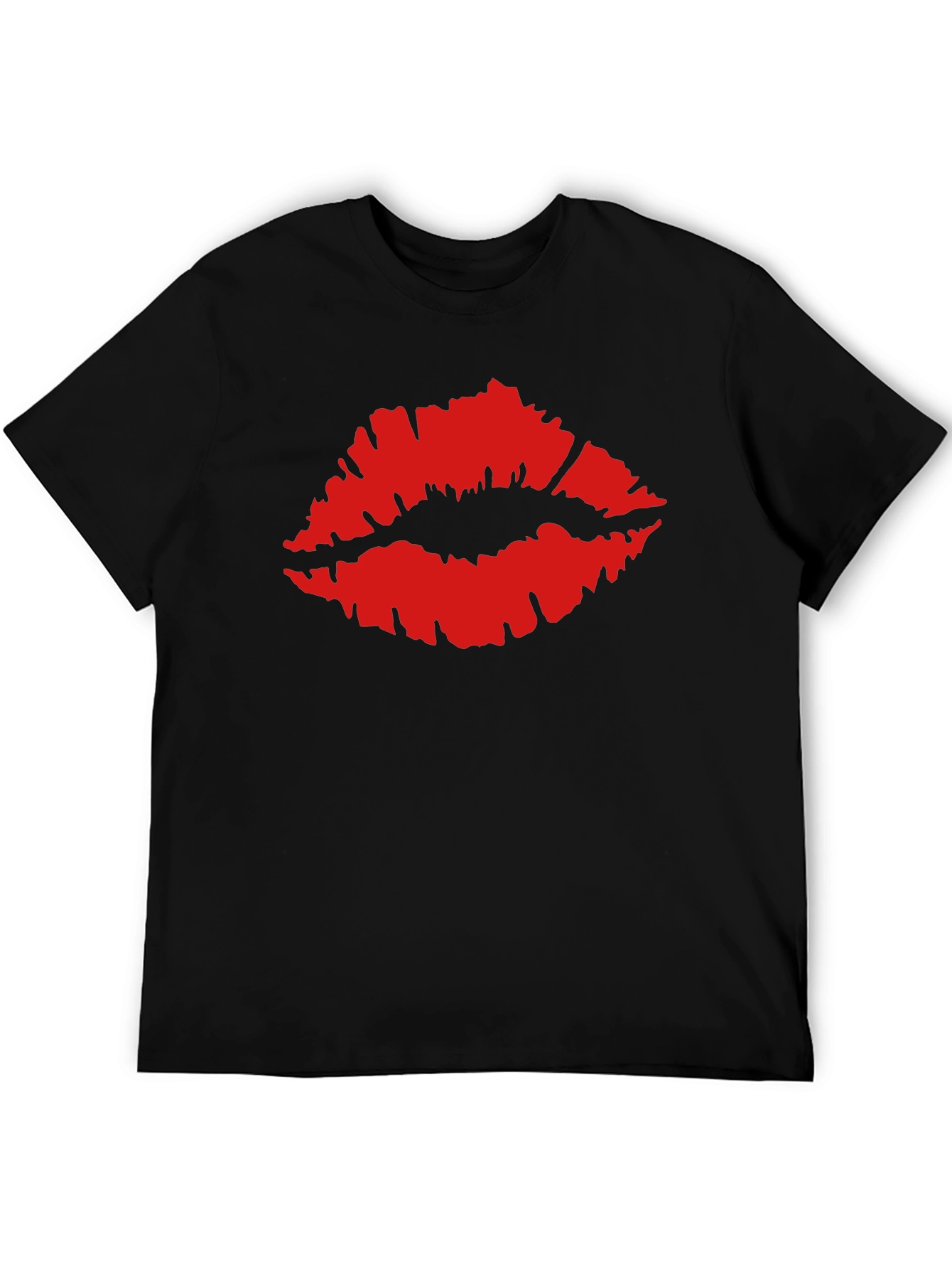 Kiss Lips Graphic Tee - Black Cotton T-Shirt
