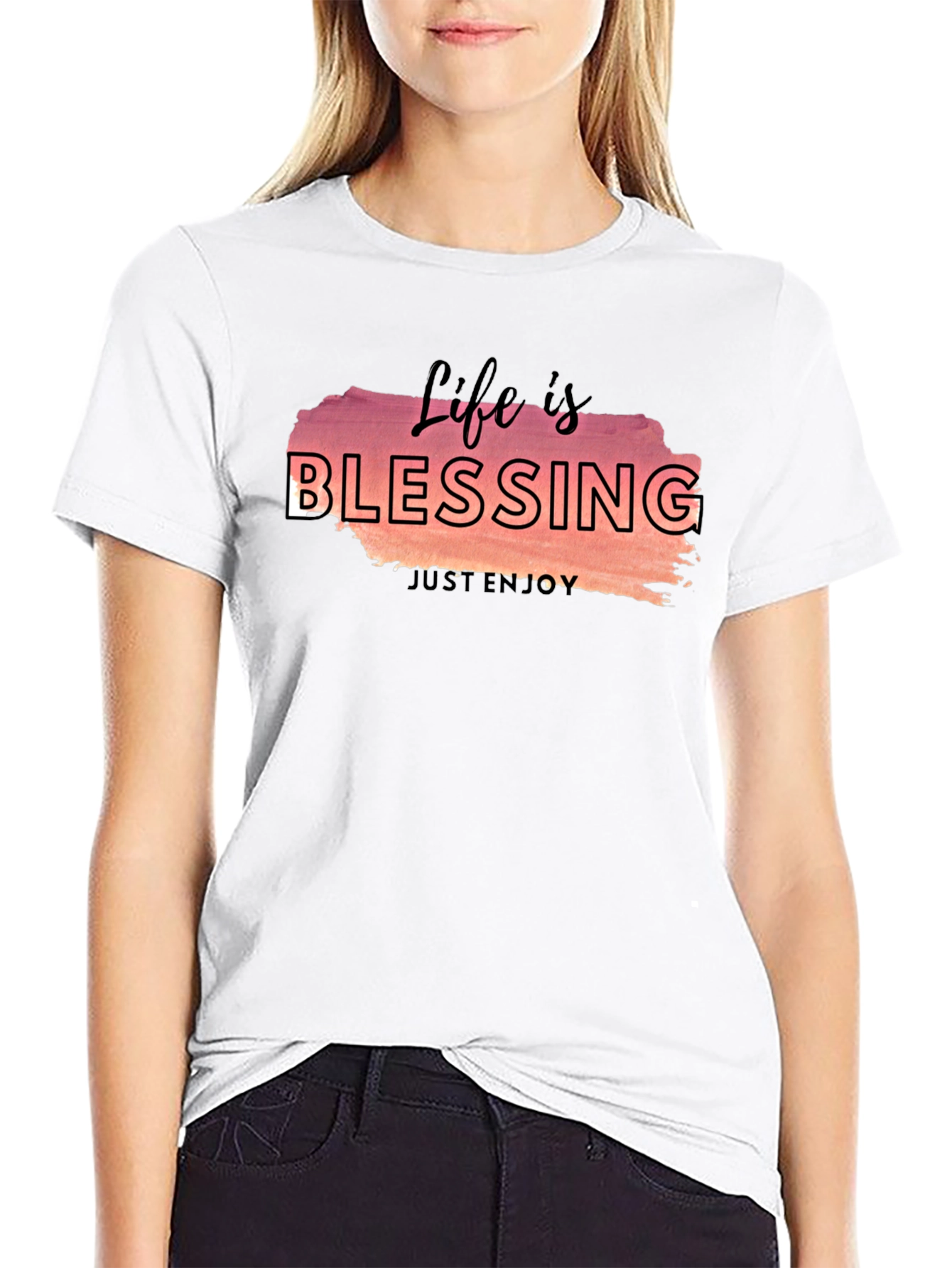 Life is Blessing Graphic Tee - Black