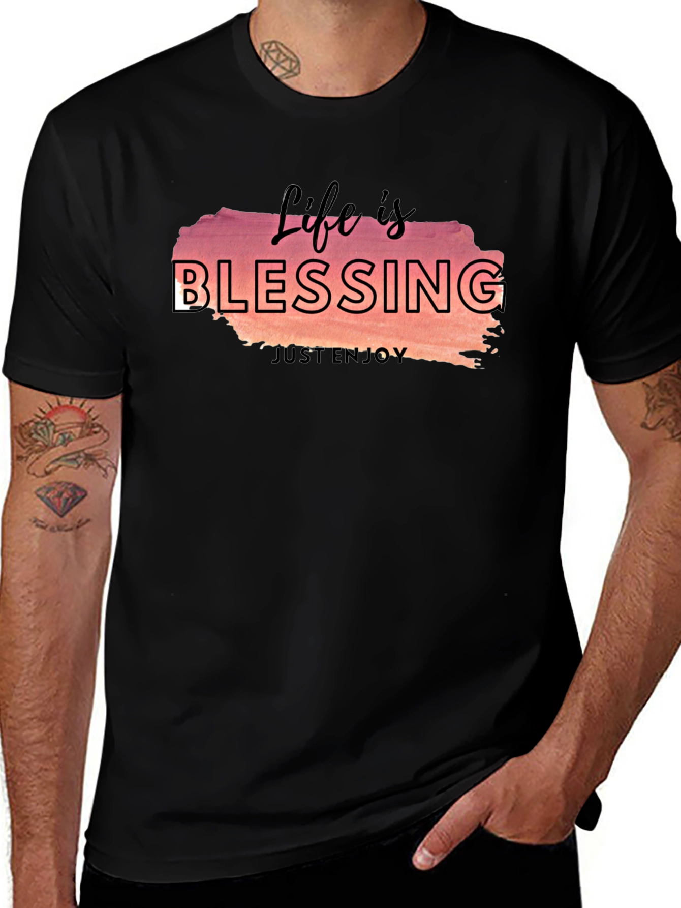 Life is Blessing Graphic Tee - Black