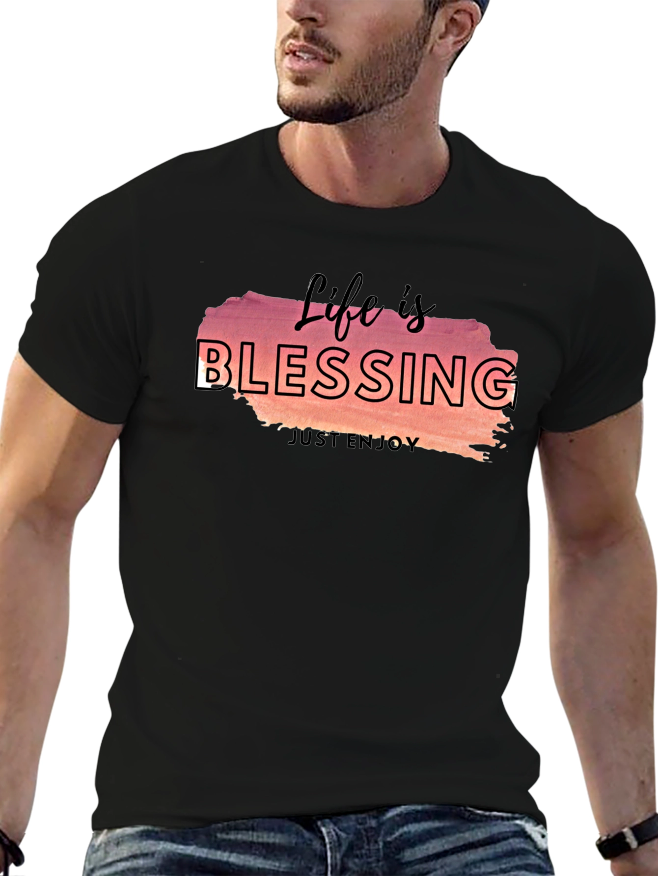 Life is Blessing Graphic Tee - Black