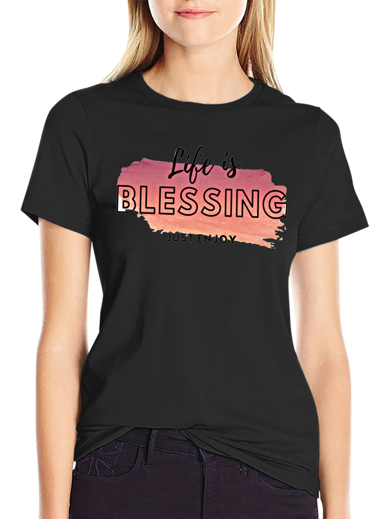 Life is Blessing Graphic Tee - Black