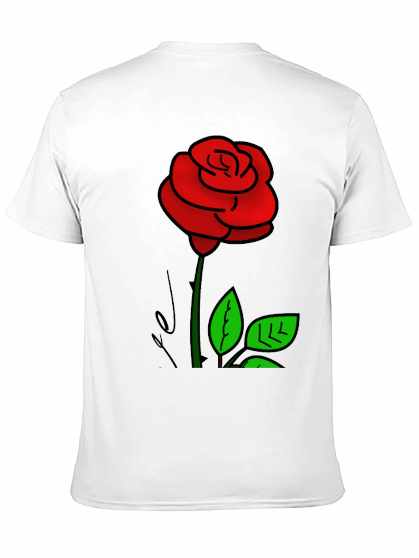 Black T-Shirt with Rose Graphic Print
