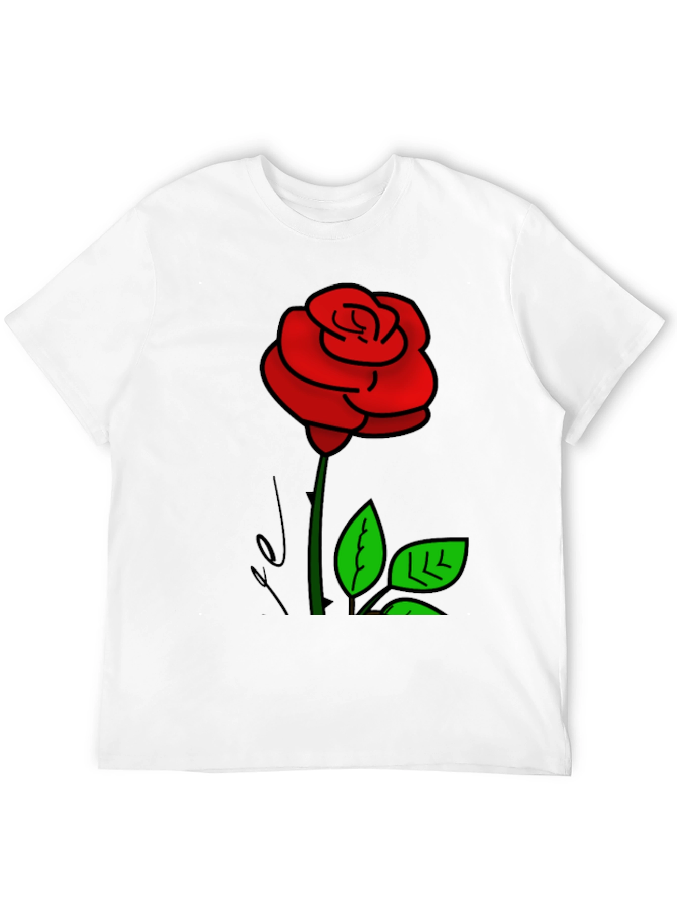 Black T-Shirt with Rose Graphic Print